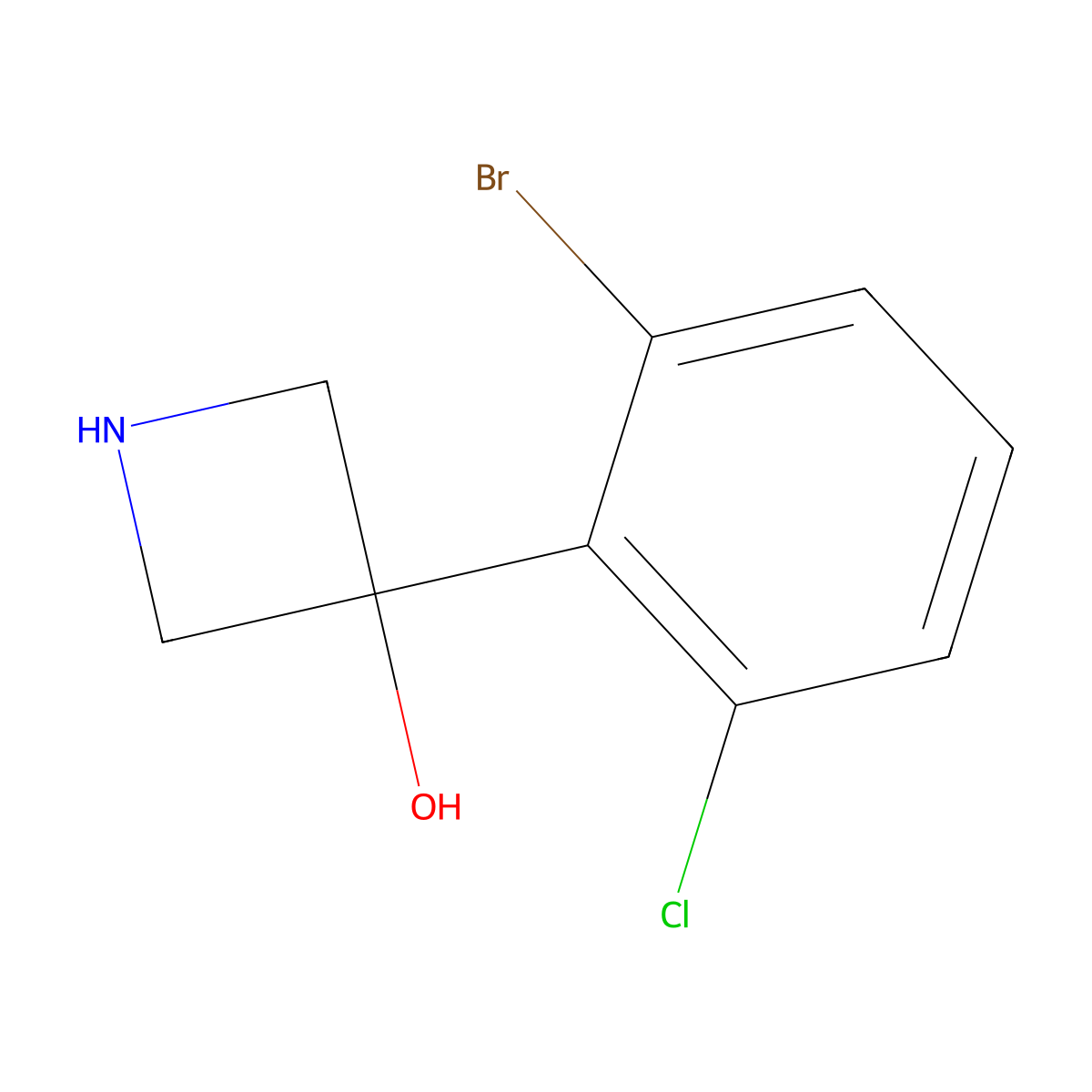 3-(2-Bromo-6-chlorophenyl)azetidin-3-ol molecular structure, CAS 1865100-94-2