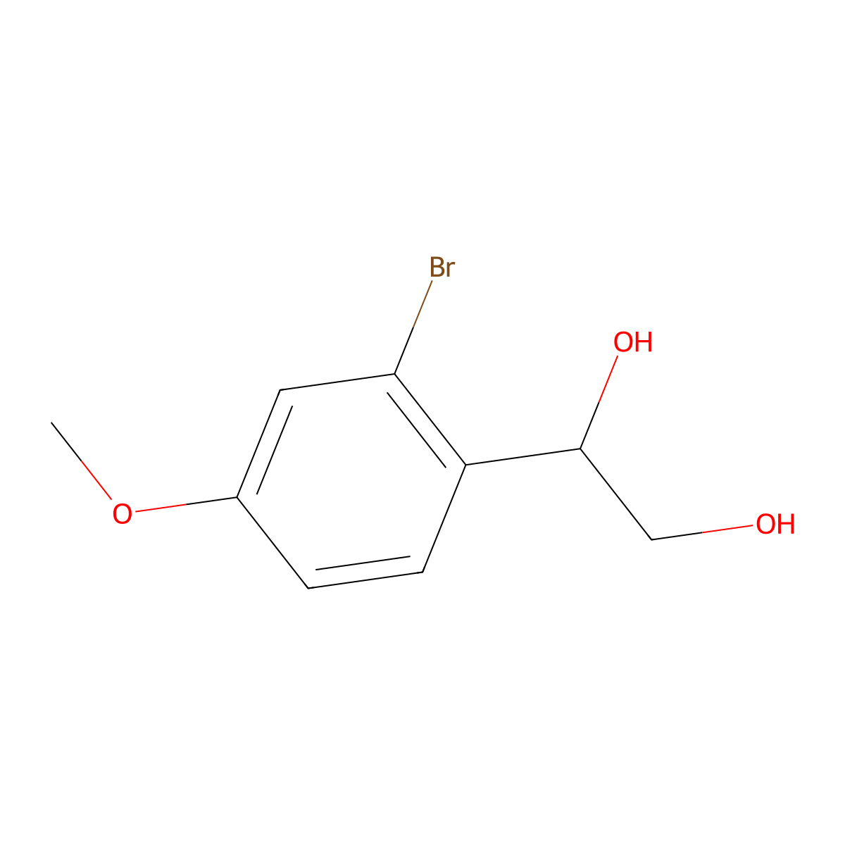 1-(2-Bromo-4-methoxyphenyl)ethane-1,2-diol molecular structure, CAS 1865101-28-5