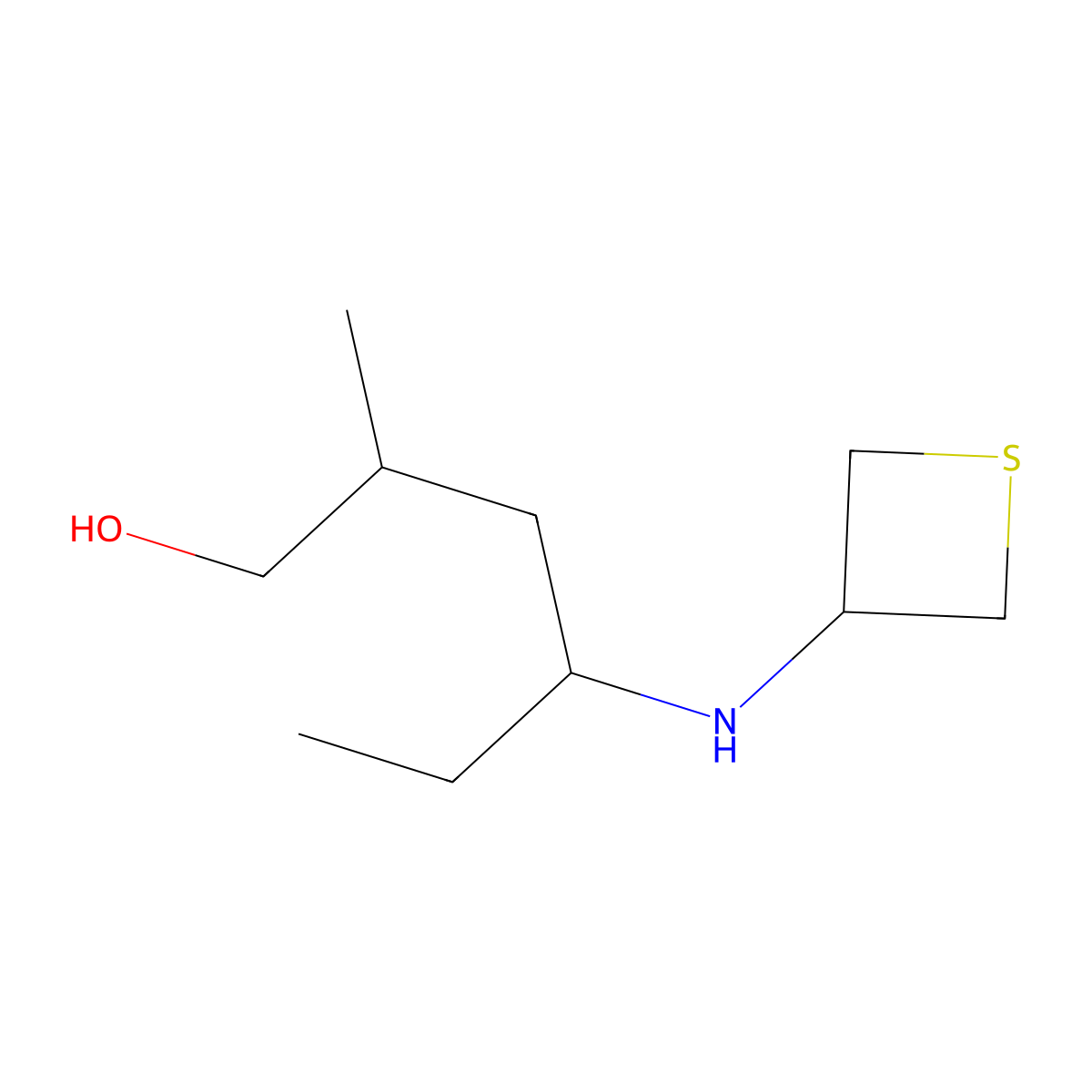 2-Methyl-4-(thietan-3-ylamino)hexan-1-ol molecular structure, CAS 1865105-48-1