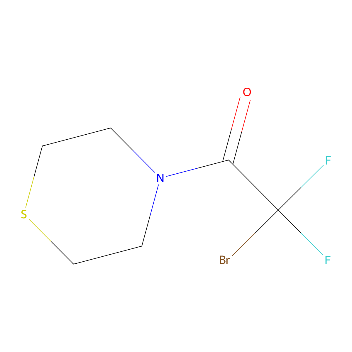 2-Bromo-2,2-difluoro-1-thiomorpholinoethanone molecular structure, CAS 1865110-54-8