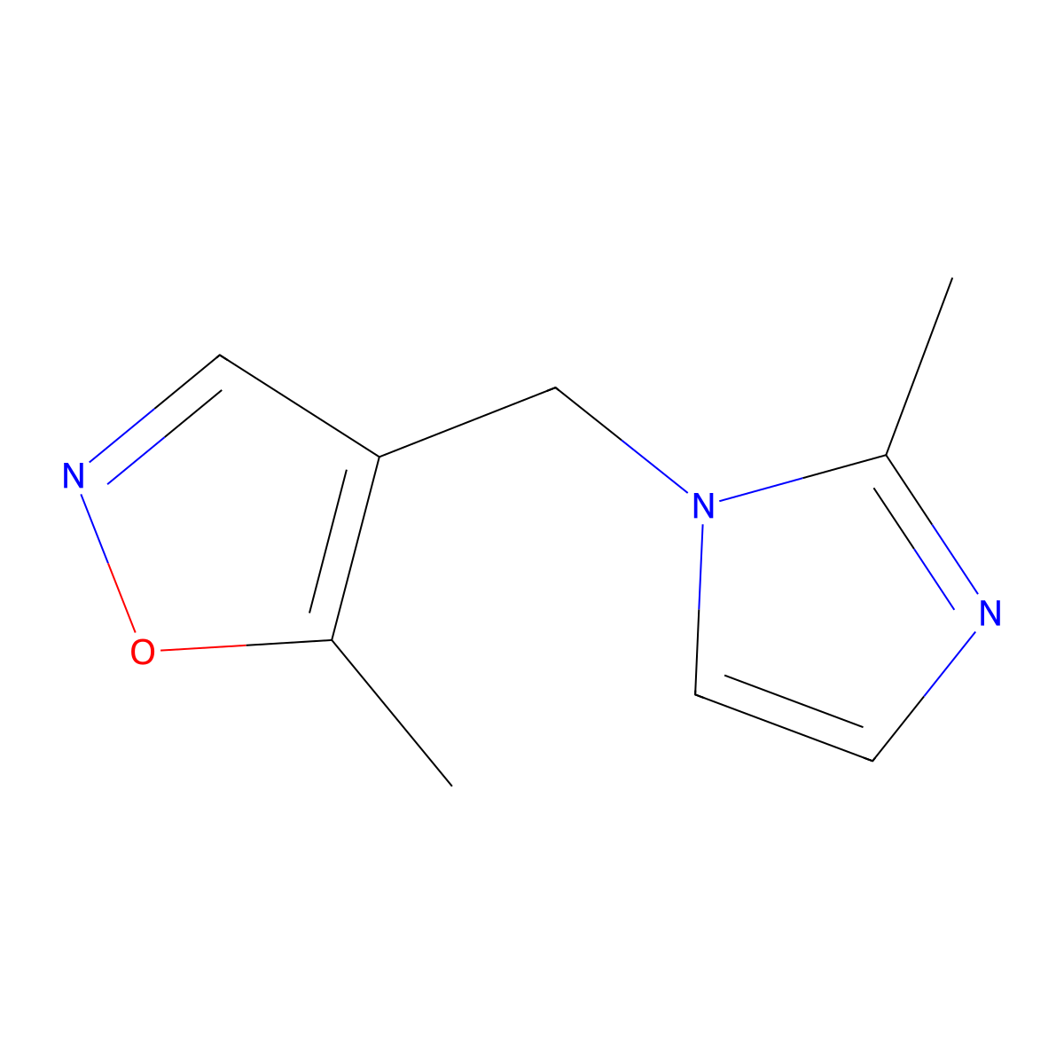5-methyl-4-((2-methyl-1H-imidazol-1-yl)methyl)isoxazole molecular structure, CAS 1865116-87-5