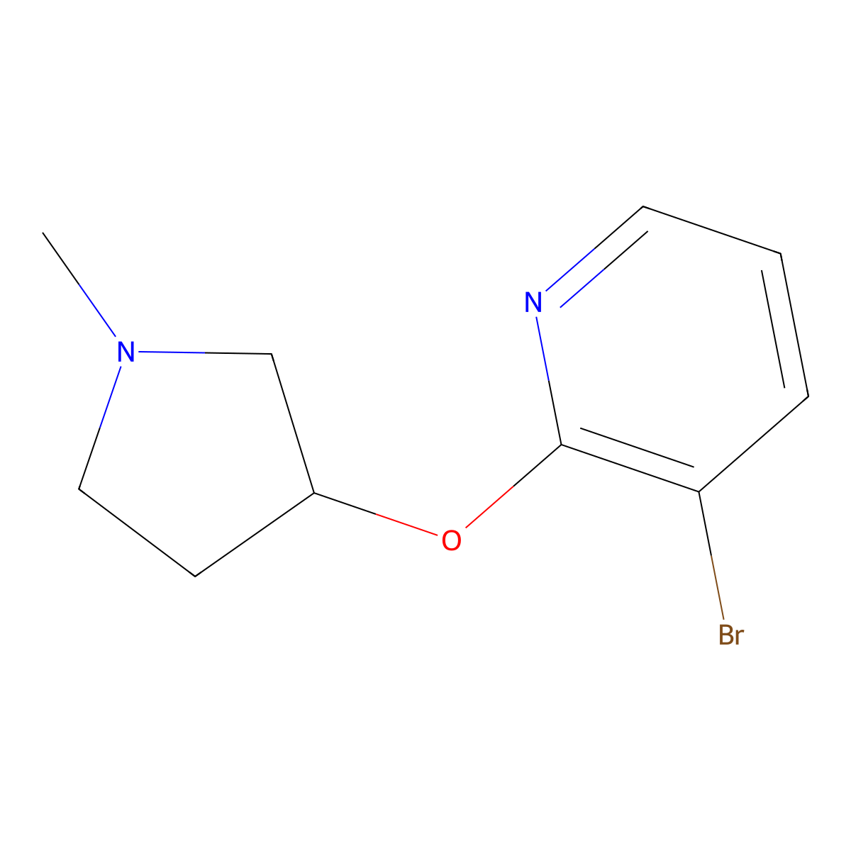 3-Bromo-2-((1-methylpyrrolidin-3-yl)oxy)pyridine molecular structure, CAS 1865121-16-9
