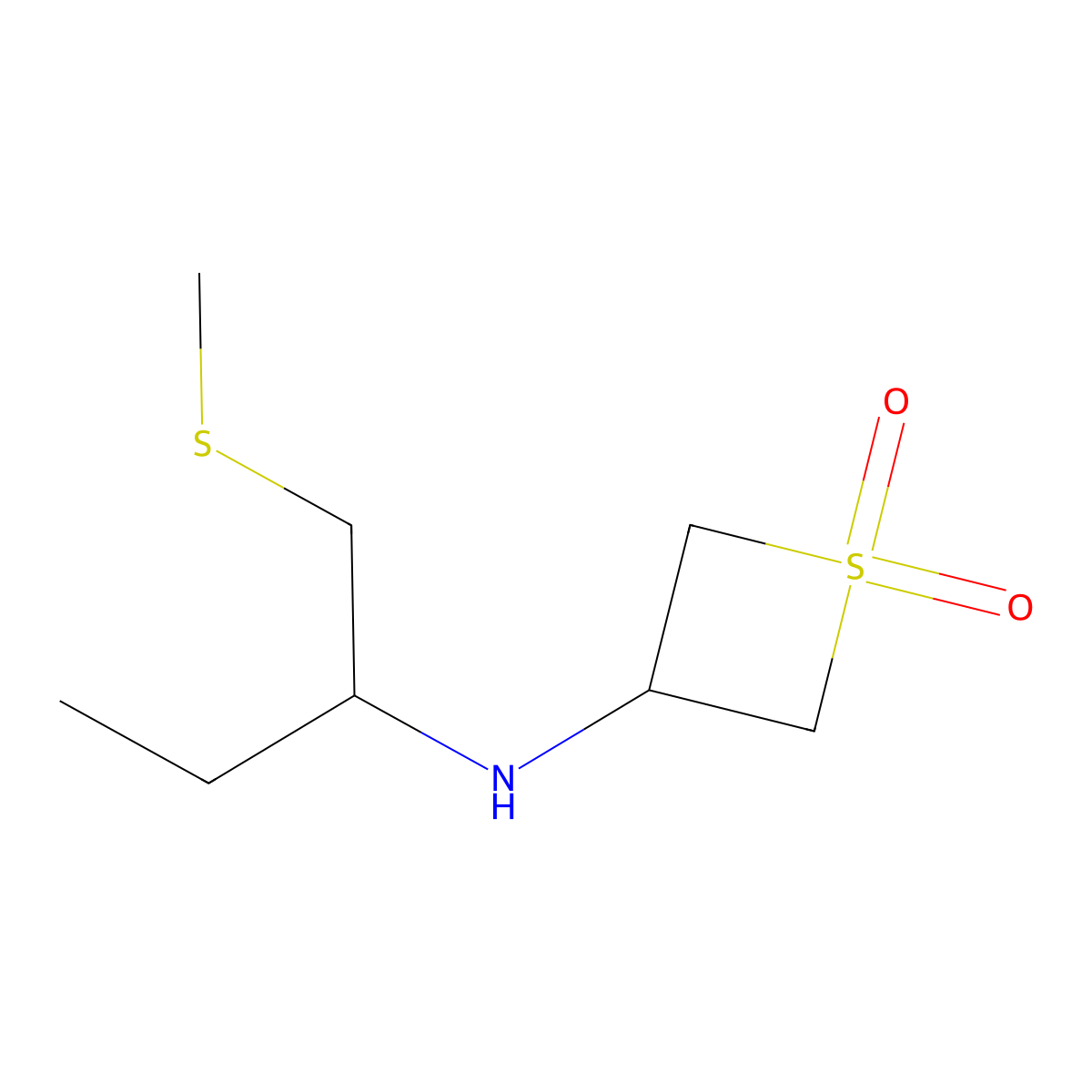 3-((1-(Methylthio)butan-2-yl)amino)thietane 1,1-dioxide molecular structure, CAS 1865143-70-9