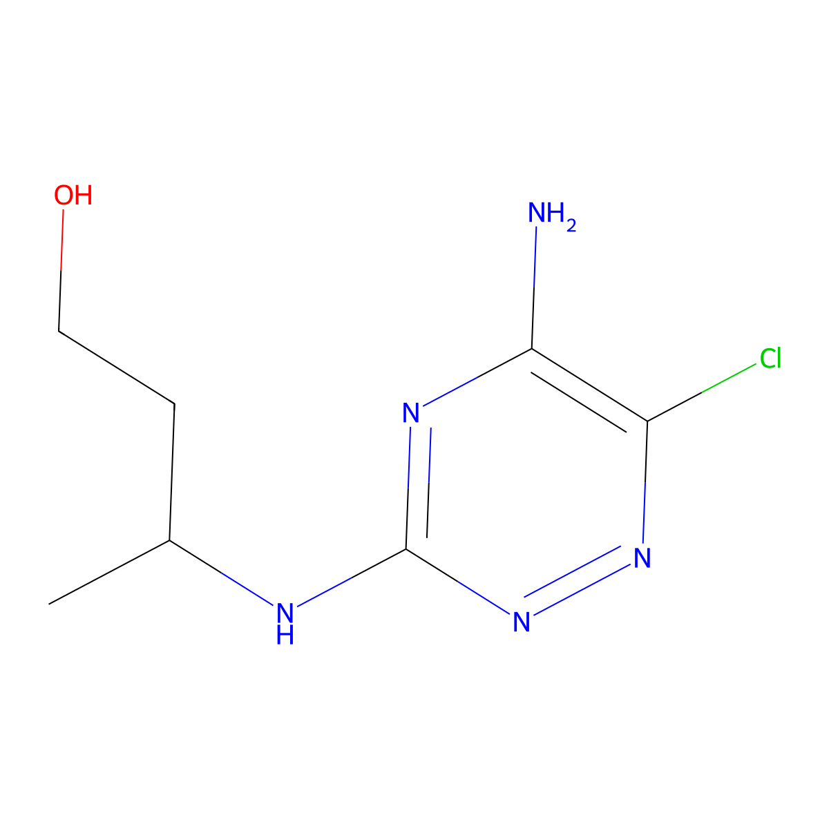 3-[(5-Amino-6-chloro-1,2,4-triazin-3-yl)amino]butan-1-ol molecular structure, CAS 1865147-87-0