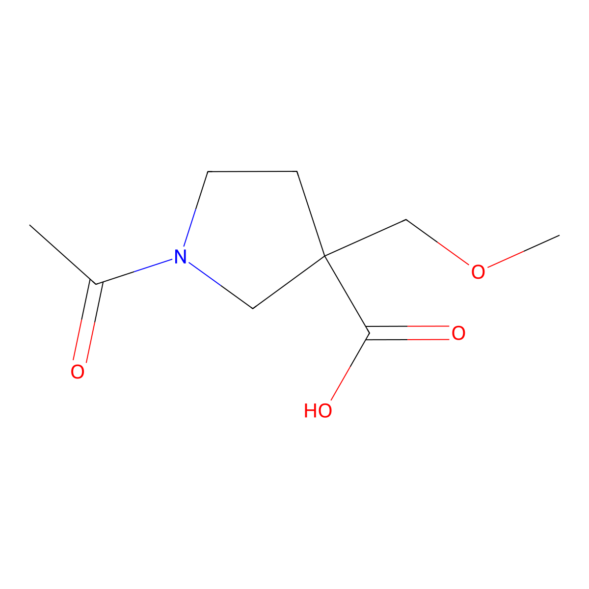 1-Acetyl-3-(methoxymethyl)pyrrolidine-3-carboxylic acid molecular structure, CAS 1865152-11-9