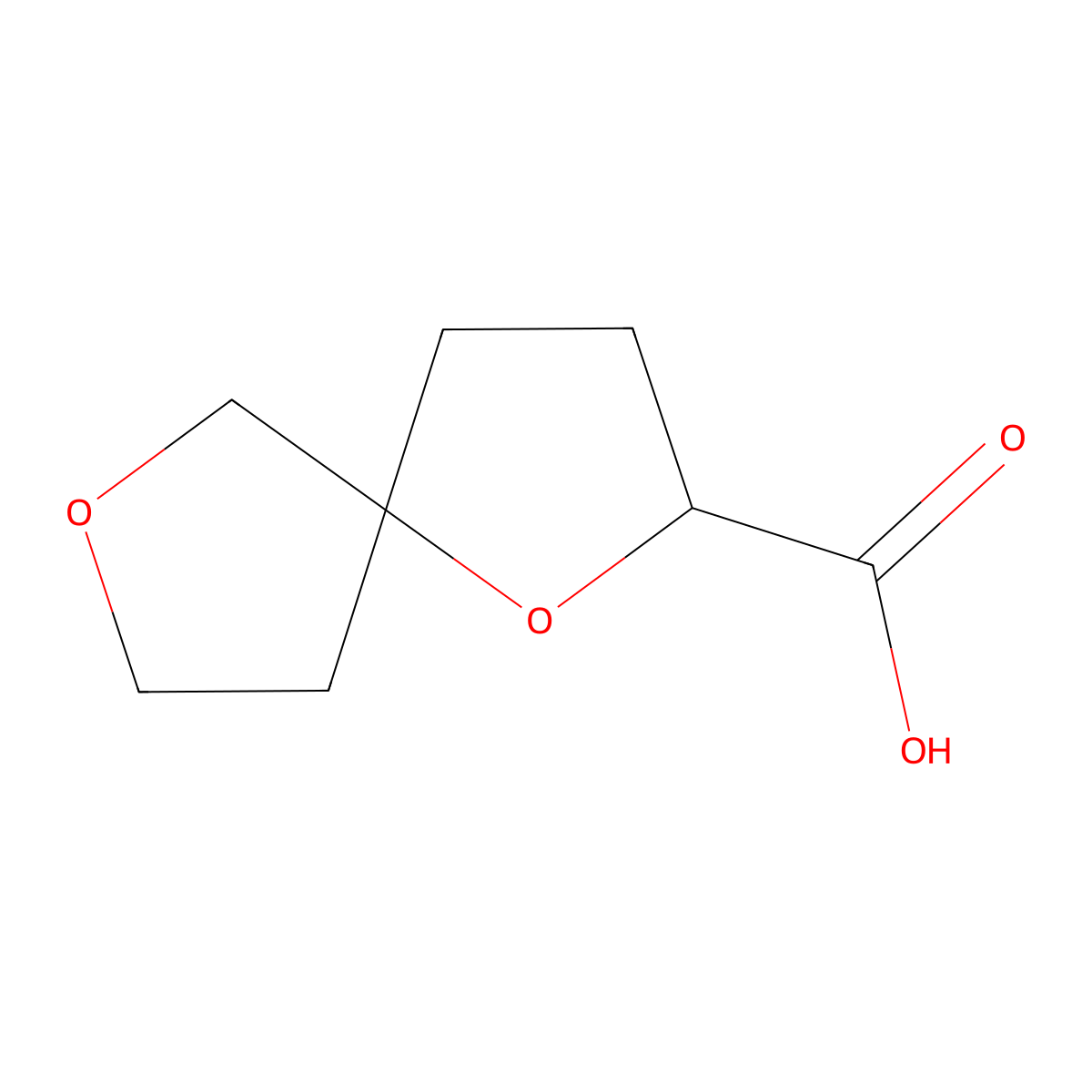 1,7-Dioxaspiro[4.4]nonane-2-carboxylic acid molecular structure, CAS 1865165-94-1