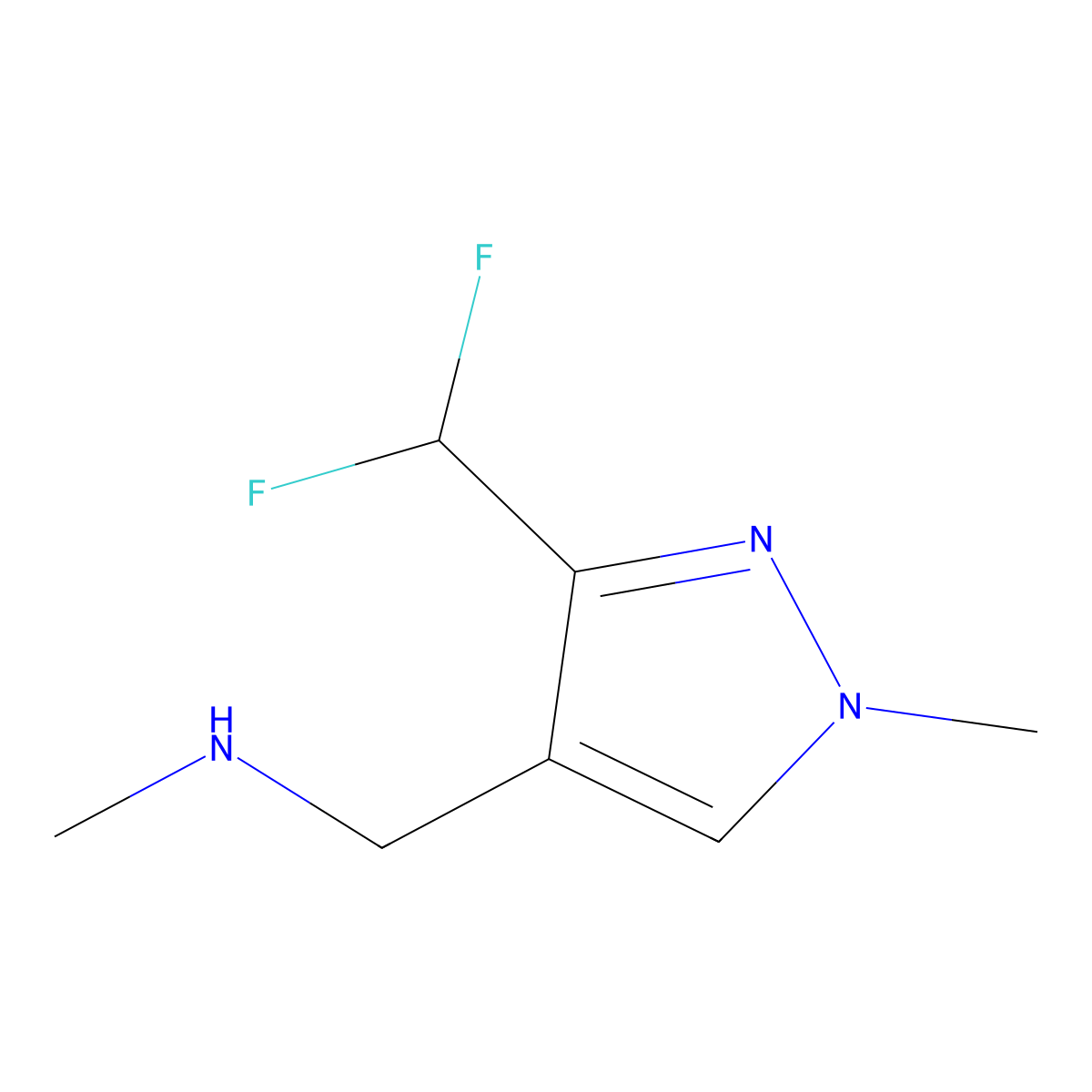 {[3-(difluoromethyl)-1-methyl-1H-pyrazol-4-yl]methyl}(methyl)amine molecular structure, CAS 1865169-83-0