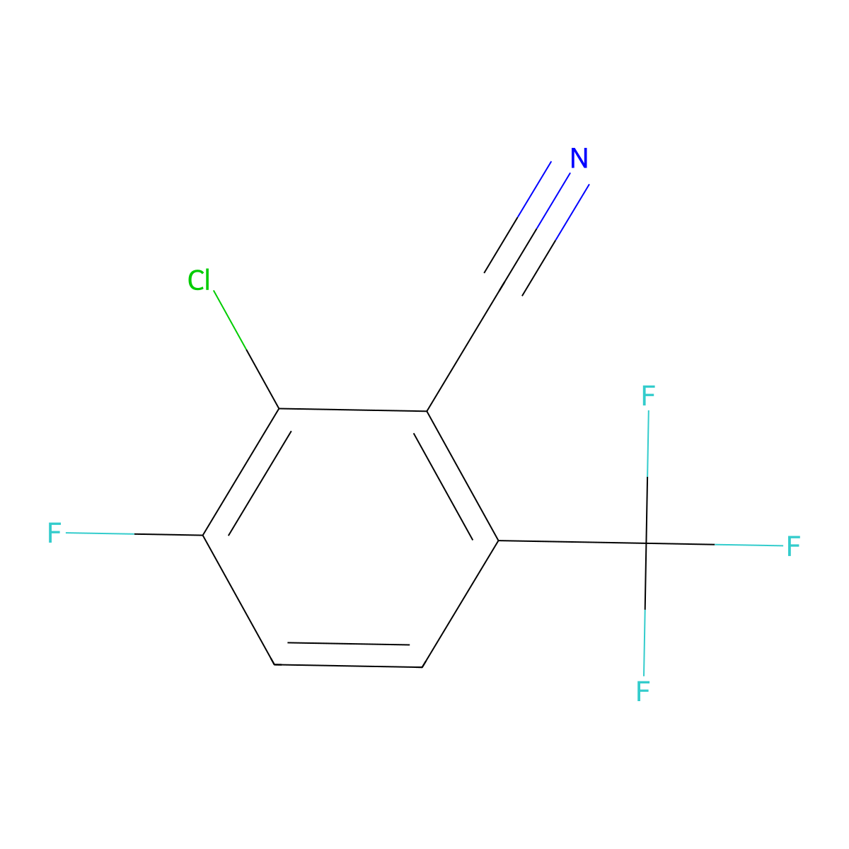 2-Chloro-3-fluoro-6-trifluoromethylbenzonitrile molecular structure, CAS 186517-12-4