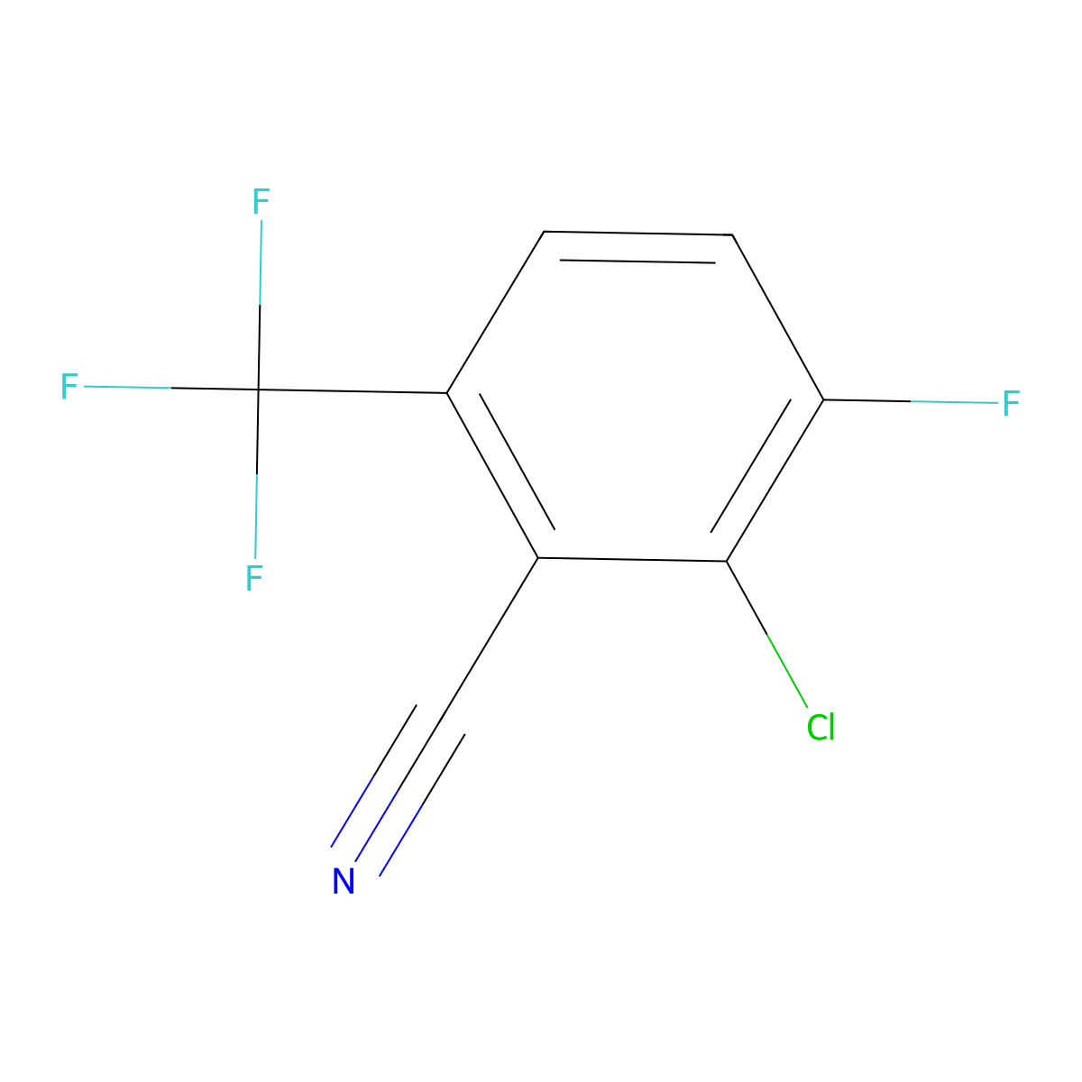 2-Chloro-3-fluoro-6-trifluoromethylbenzonitrile molecular structure, CAS 186517-12-4