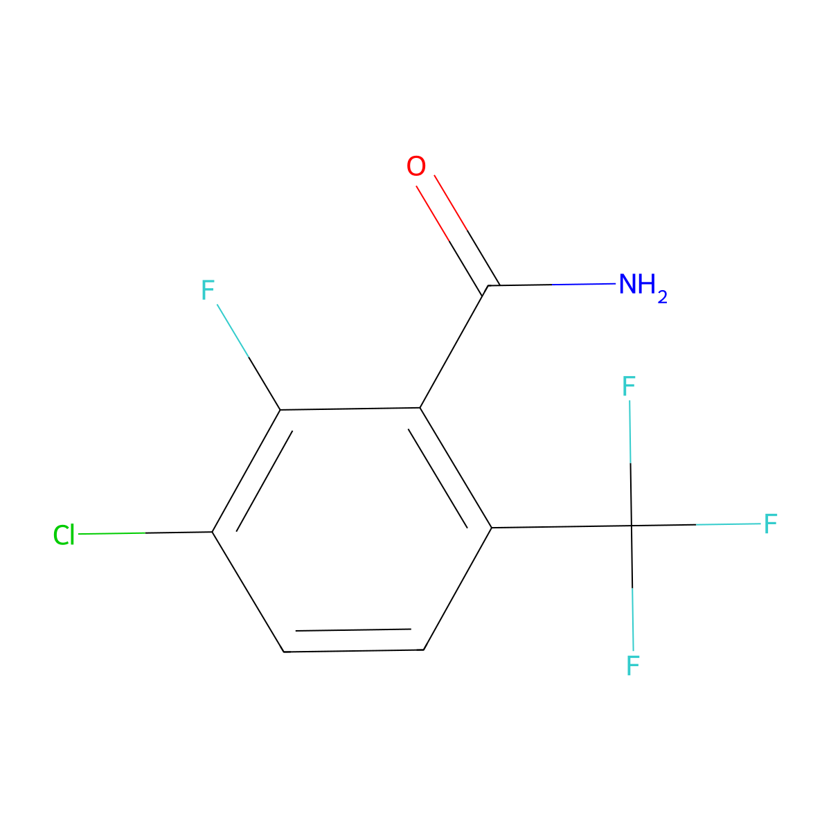 3-Chloro-2-fluoro-6-(trifluoromethyl)benzamide molecular structure, CAS 186517-42-0