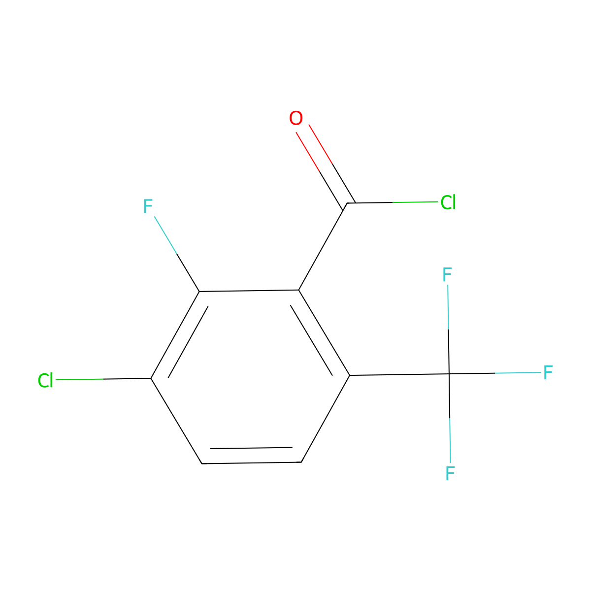 3-Chloro-2-fluoro-6-(trifluoromethyl)benzoyl chloride molecular structure, CAS 186517-45-3