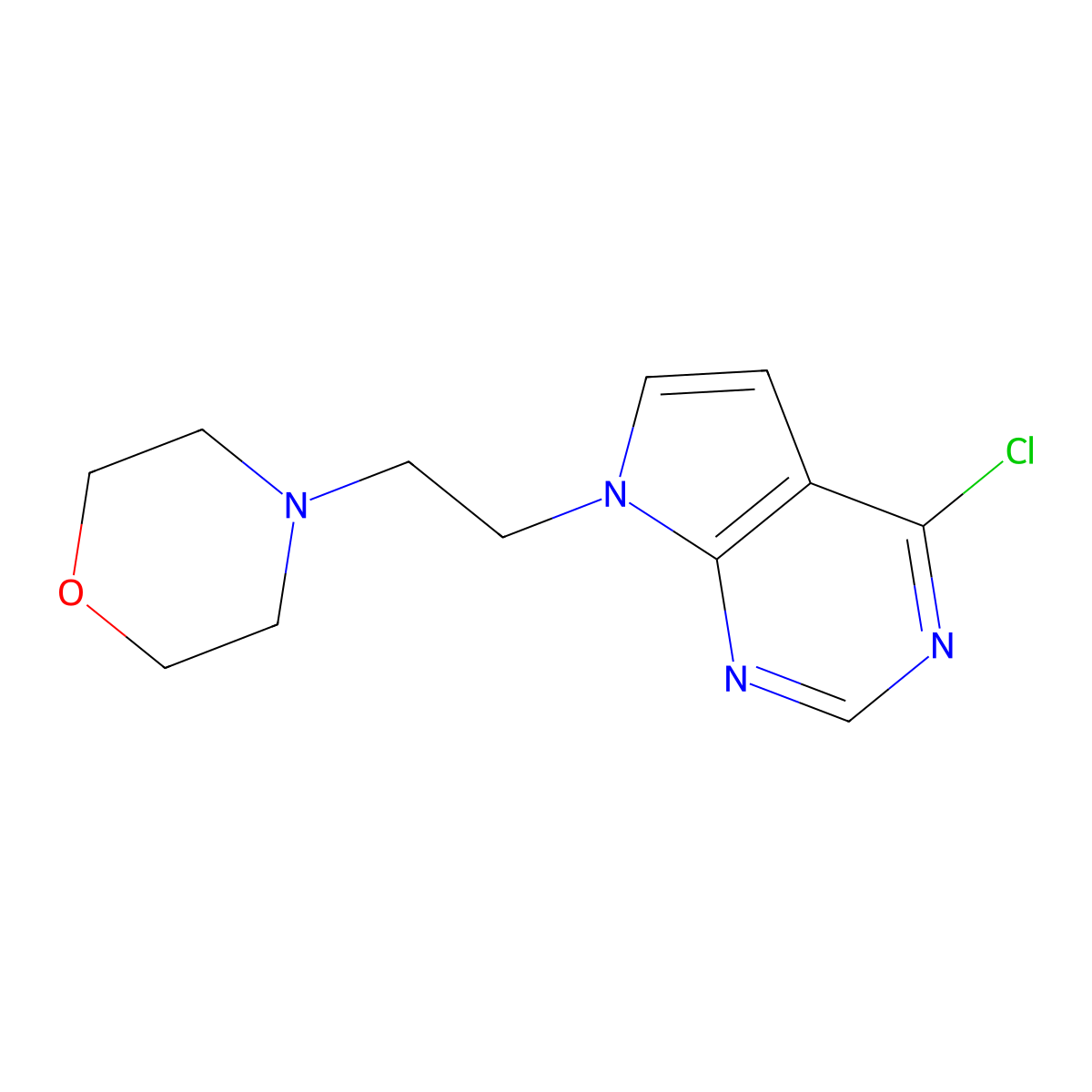 4-Chloro-7-(2-morpholinoethyl)-7H-pyrrolo[2,3-d]pyrimidine molecular structure, CAS 186519-90-4