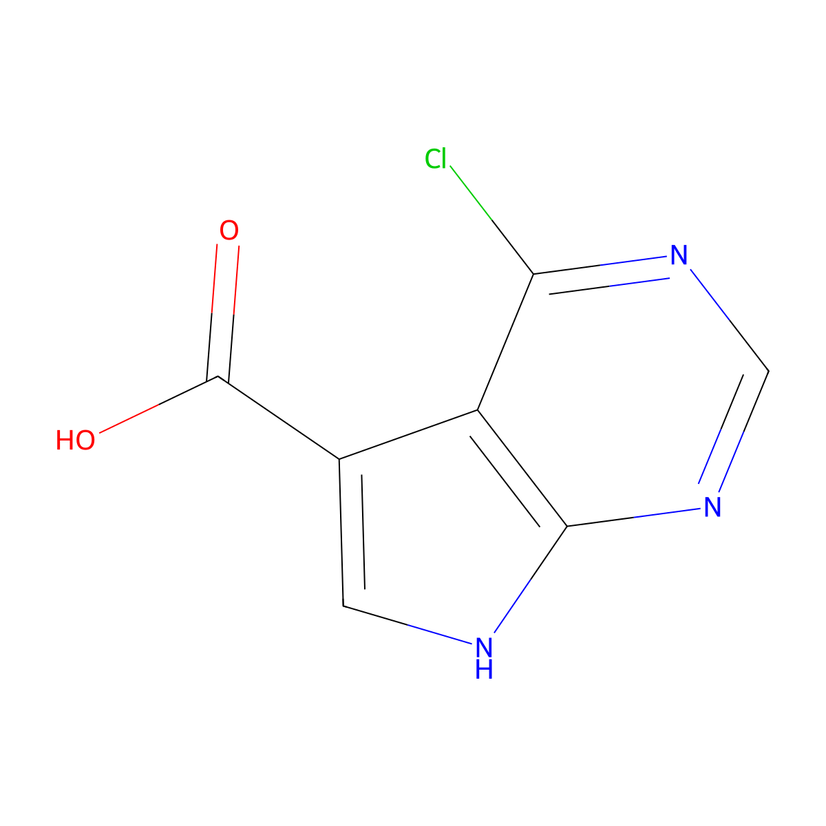 4-Chloro-7H-pyrrolo(2,3-d)pyrimidine-5-carboxylic acid molecular structure, CAS 186519-92-6