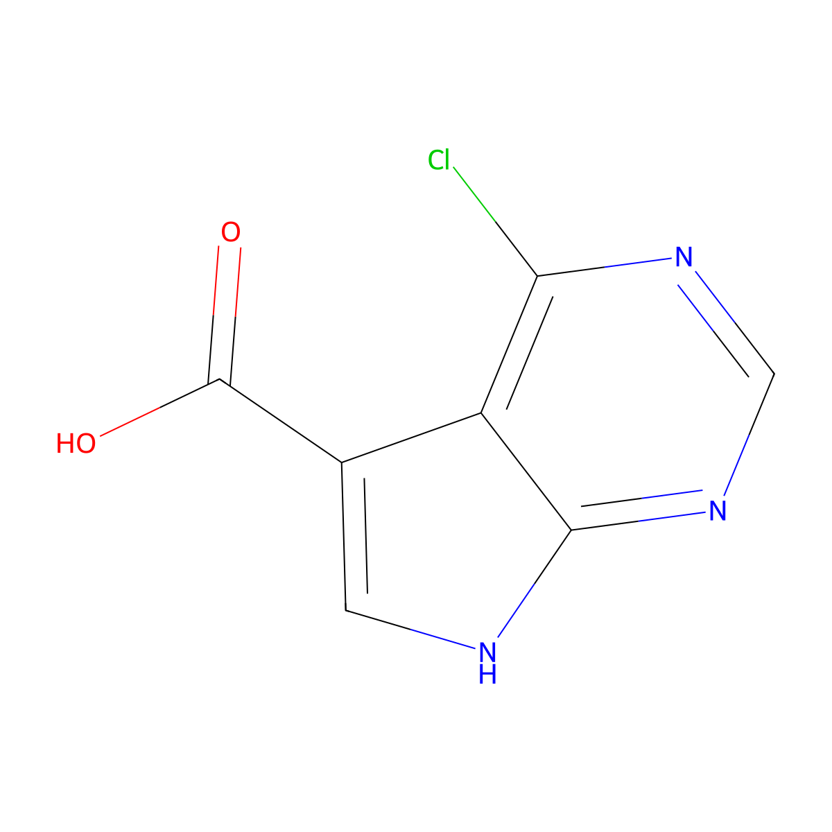 4-Chloro-7H-pyrrolo(2,3-d)pyrimidine-5-carboxylic acid molecular structure, CAS 186519-92-6
