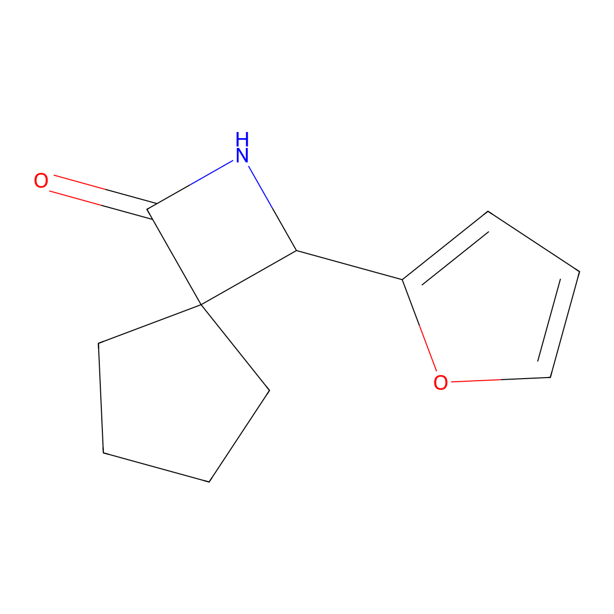 3-(Furan-2-yl)-2-azaspiro[3.4]octan-1-one molecular structure, CAS 1865196-56-0