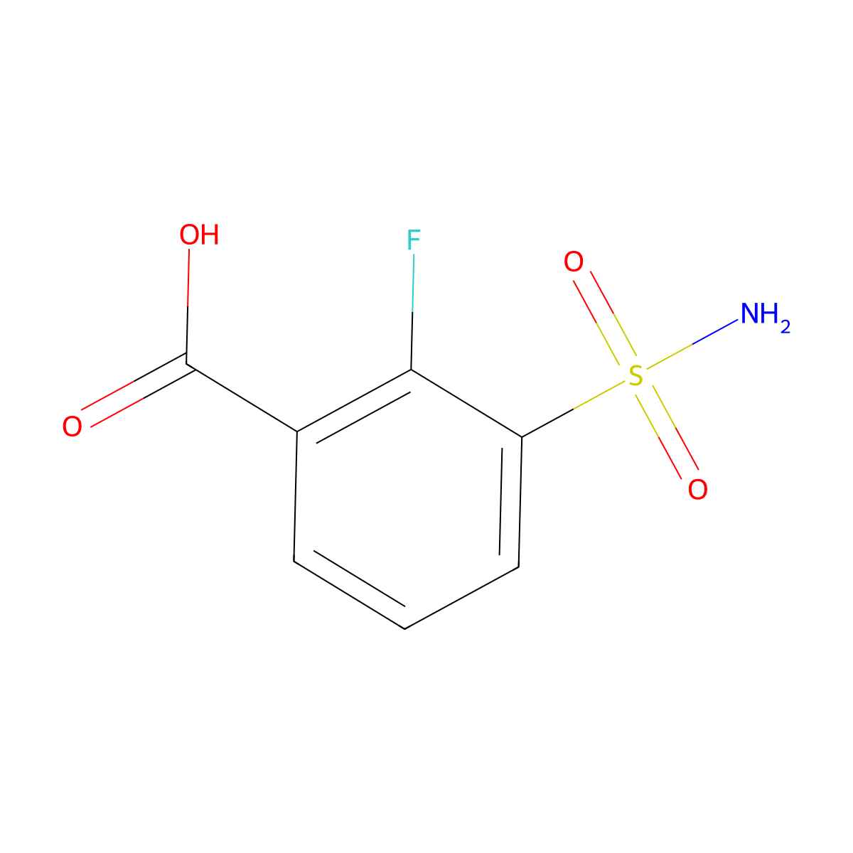 2-Fluoro-3-sulfamoylbenzoic acid molecular structure, CAS 1865202-95-4