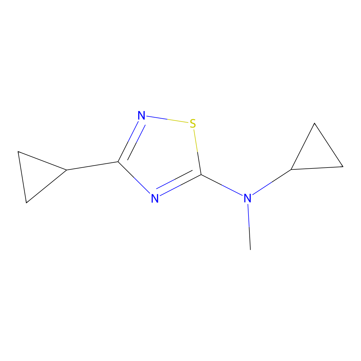 N,3-dicyclopropyl-N-methyl-1,2,4-thiadiazol-5-amine molecular structure, CAS 1865204-74-5