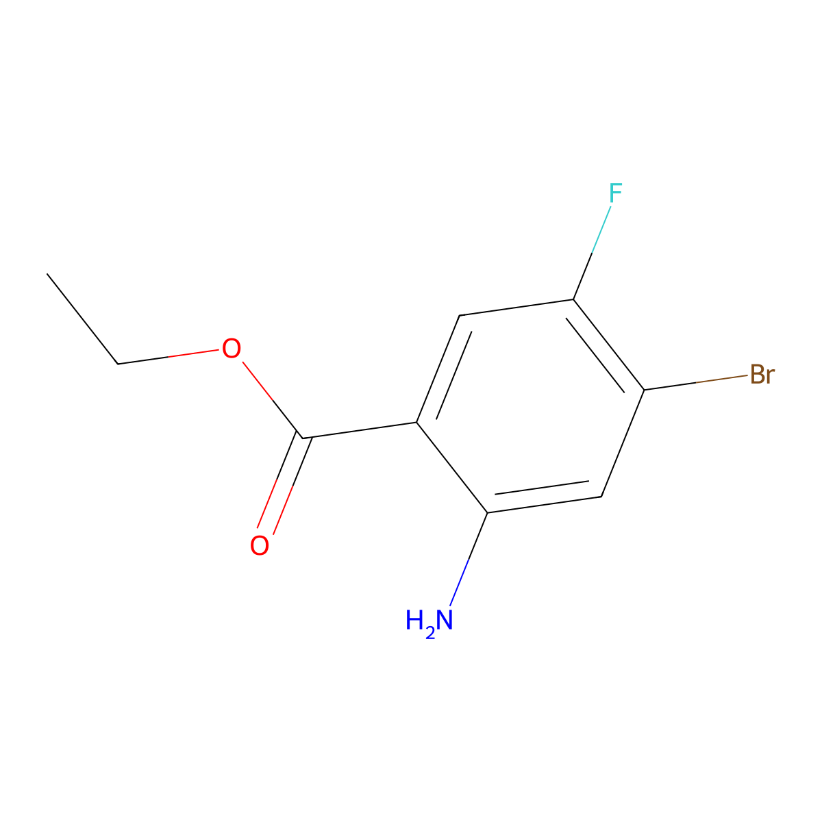 Ethyl 2-amino-4-bromo-5-fluorobenzoate molecular structure, CAS 1865216-11-0