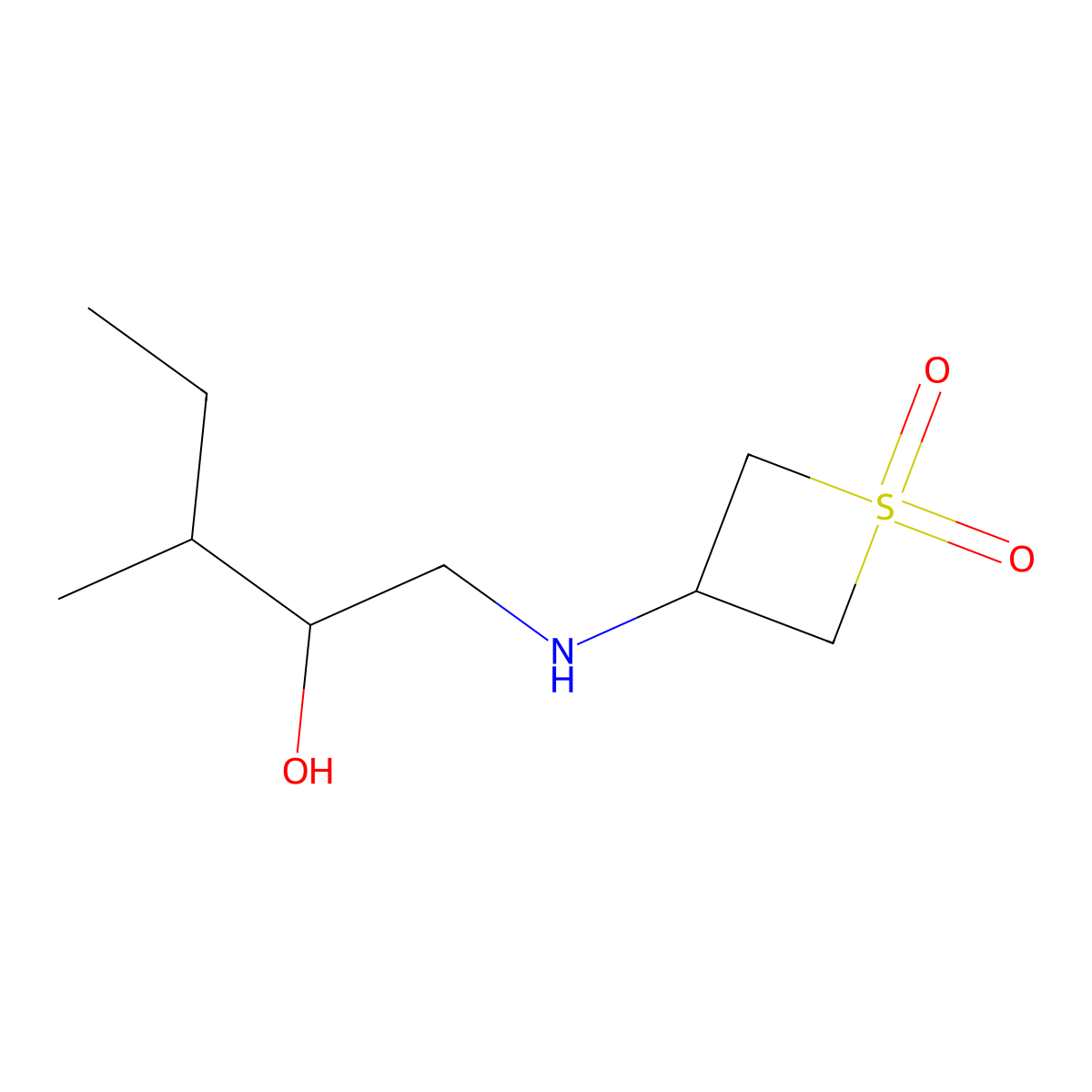 3-((2-Hydroxy-3-methylpentyl)amino)thietane 1,1-dioxide molecular structure, CAS 1865217-05-5