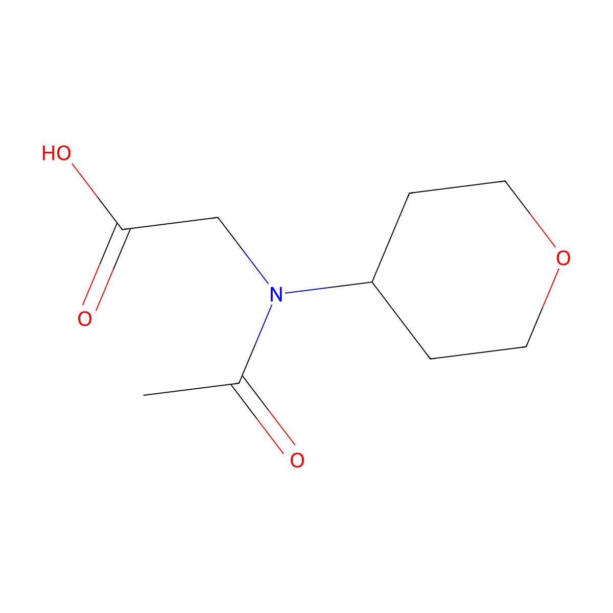 2-[N-(oxan-4-yl)acetamido]acetic acid molecular structure, CAS 1865229-11-3
