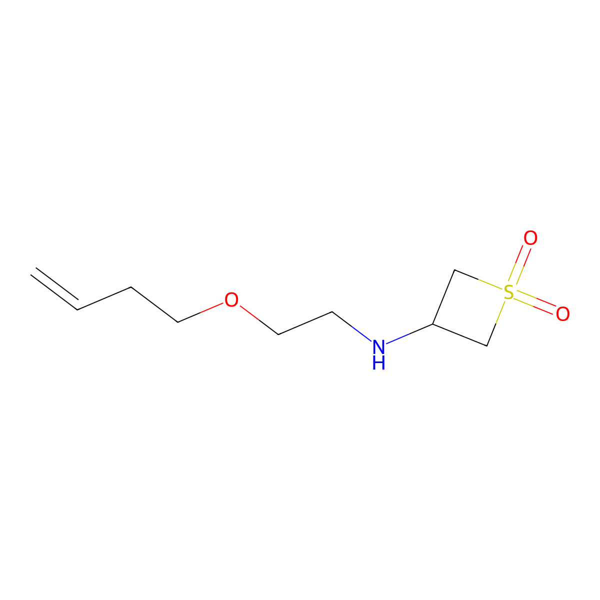 3-((2-(But-3-en-1-yloxy)ethyl)amino)thietane 1,1-dioxide molecular structure, CAS 1865231-74-8