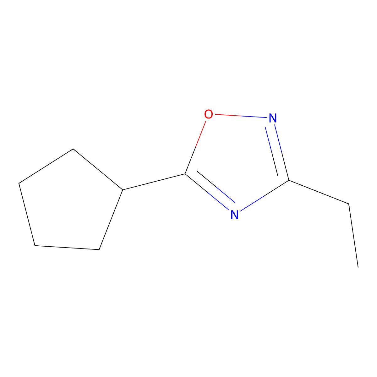5-Cyclopentyl-3-ethyl-1,2,4-oxadiazole molecular structure, CAS 1865239-83-3