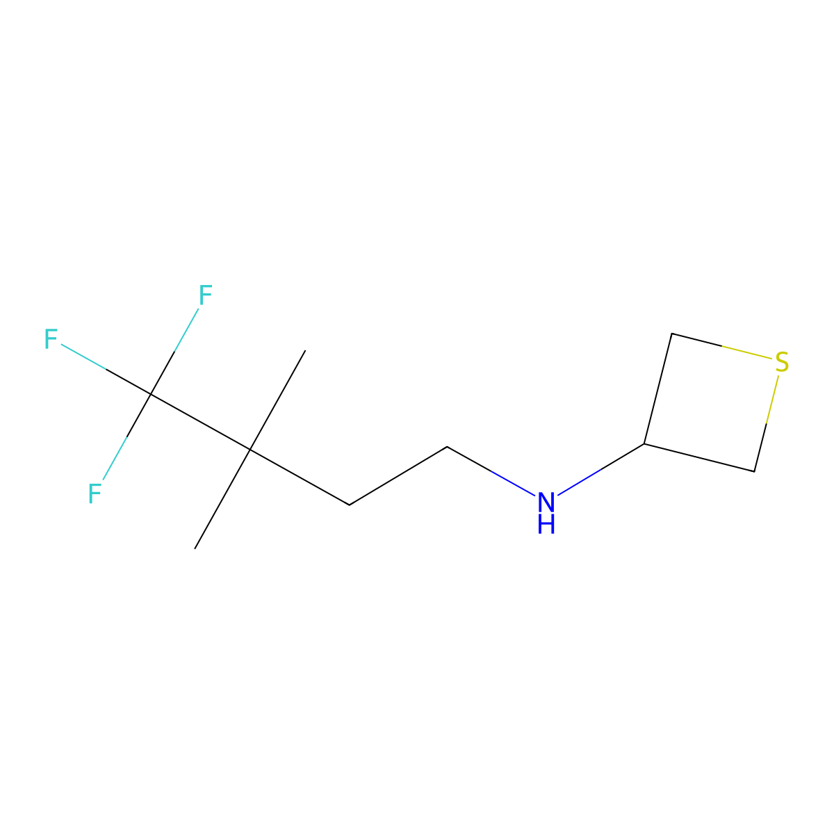 N-(4,4,4-Trifluoro-3,3-dimethylbutyl)thietan-3-amine molecular structure, CAS 1865240-80-7