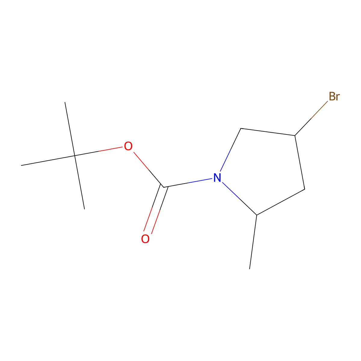 Tert-butyl 4-bromo-2-methylpyrrolidine-1-carboxylate molecular structure, CAS 1865282-57-0