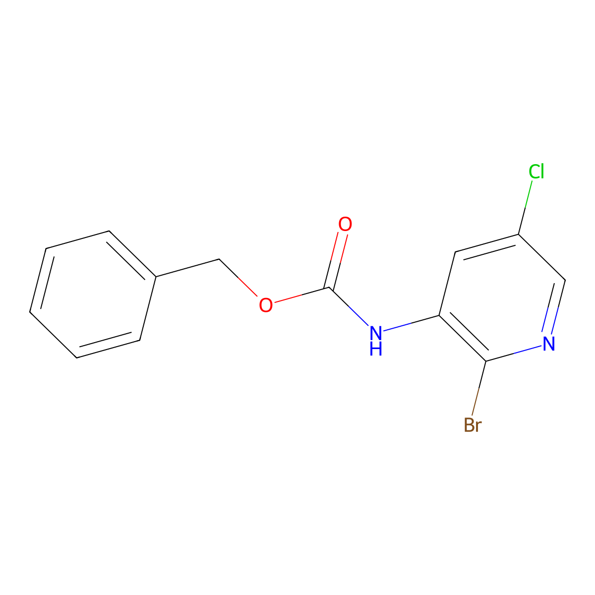 benzyl N-(2-bromo-5-chloropyridin-3-yl)carbamate molecular structure, CAS 1865308-10-6