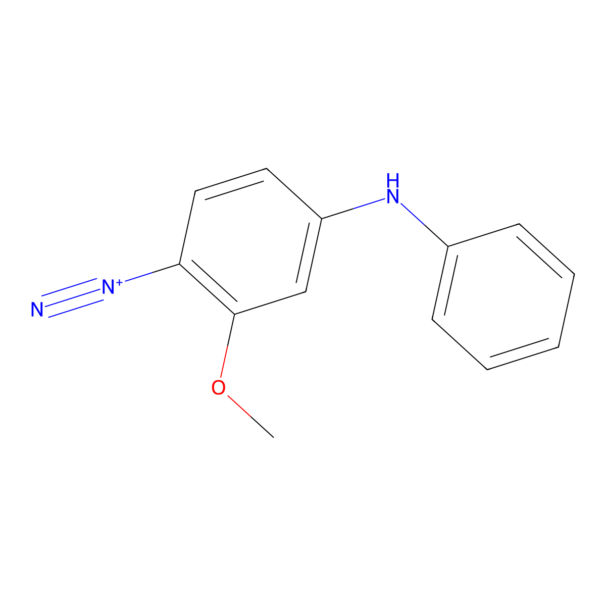 Benzenediazonium, 2-methoxy-4-(phenylamino)- molecular structure, CAS 186545-91-5