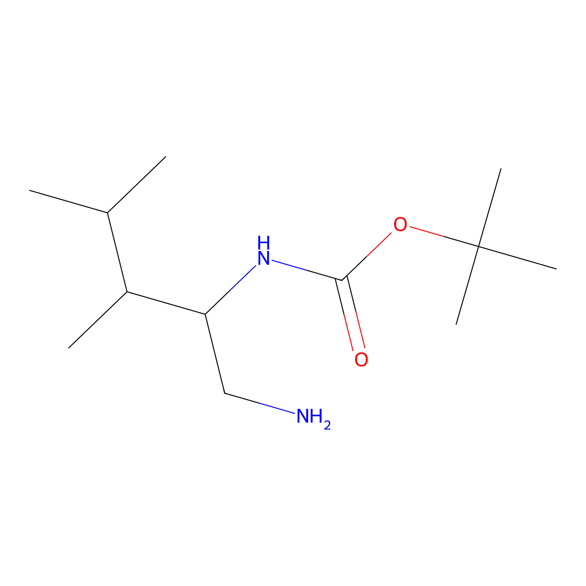 tert-butyl N-(1-amino-3,4-dimethylpentan-2-yl)carbamate molecular structure, CAS 1865499-52-0