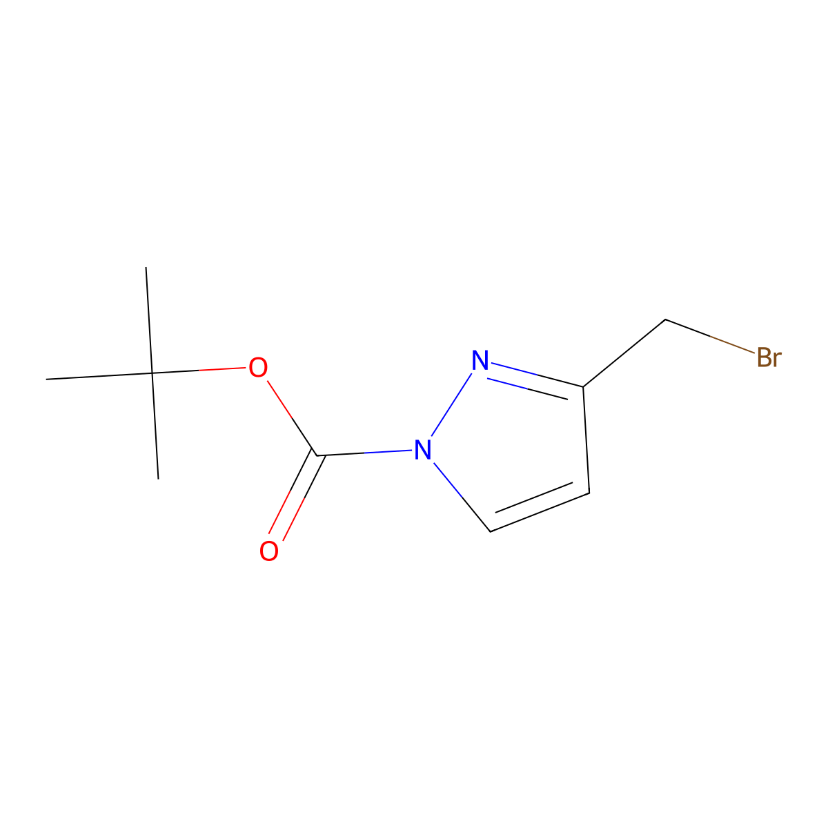 tert-Butyl 3-(bromomethyl)-1H-pyrazole-1-carboxylate molecular structure, CAS 186551-69-9