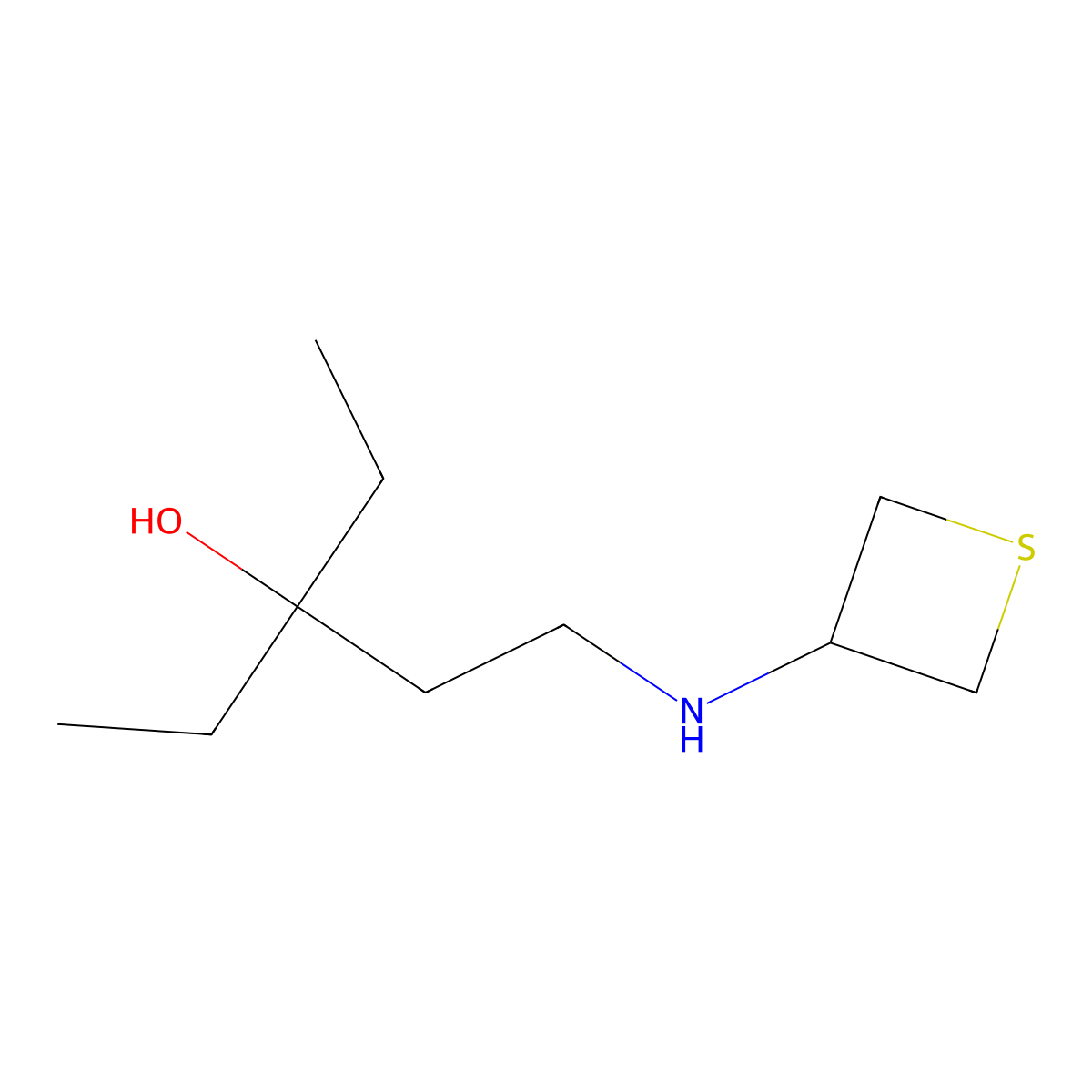 3-Ethyl-1-(thietan-3-ylamino)pentan-3-ol molecular structure, CAS 1865514-49-3