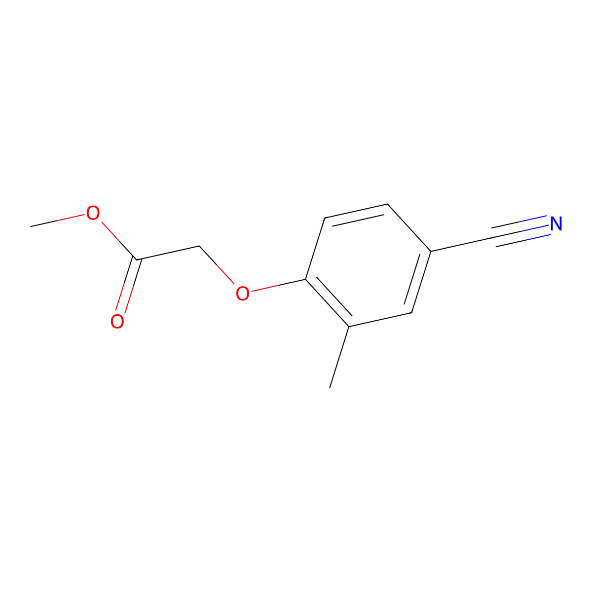 Methyl 2-(4-cyano-2-methylphenoxy)acetate molecular structure, CAS 186552-02-3