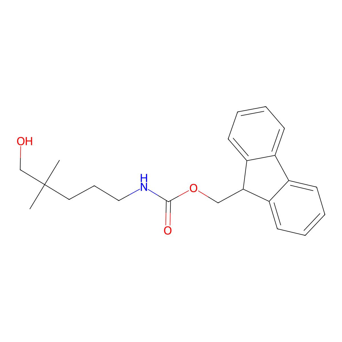 (9H-fluoren-9-yl)methyl N-(5-hydroxy-4,4-dimethylpentyl)carbamate molecular structure, CAS 1865528-05-7