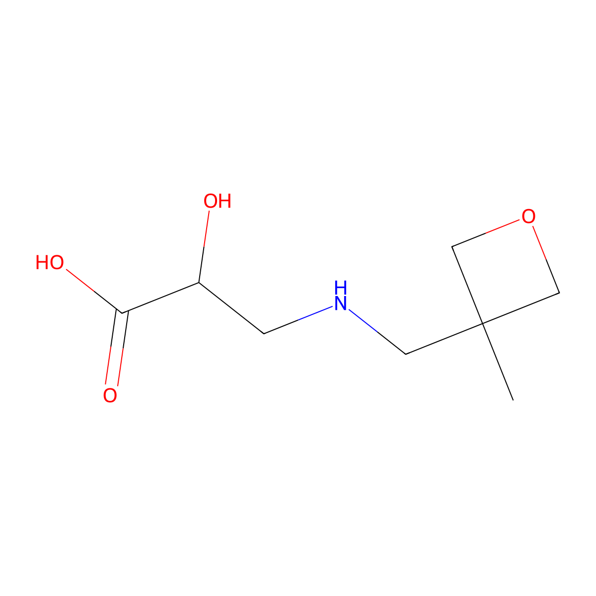 2-Hydroxy-3-{[(3-methyloxetan-3-yl)methyl]amino}propanoic acid molecular structure, CAS 1865532-45-1