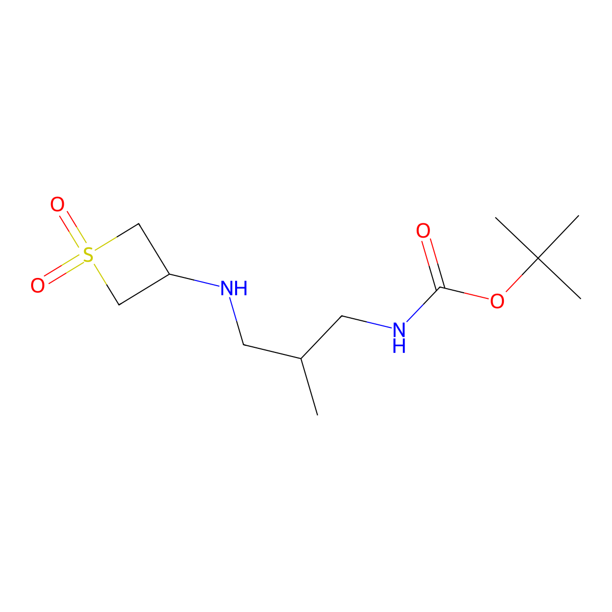 tert-Butyl (3-((1,1-dioxidothietan-3-yl)amino)-2-methylpropyl)carbamate molecular structure, CAS 1865543-95-8