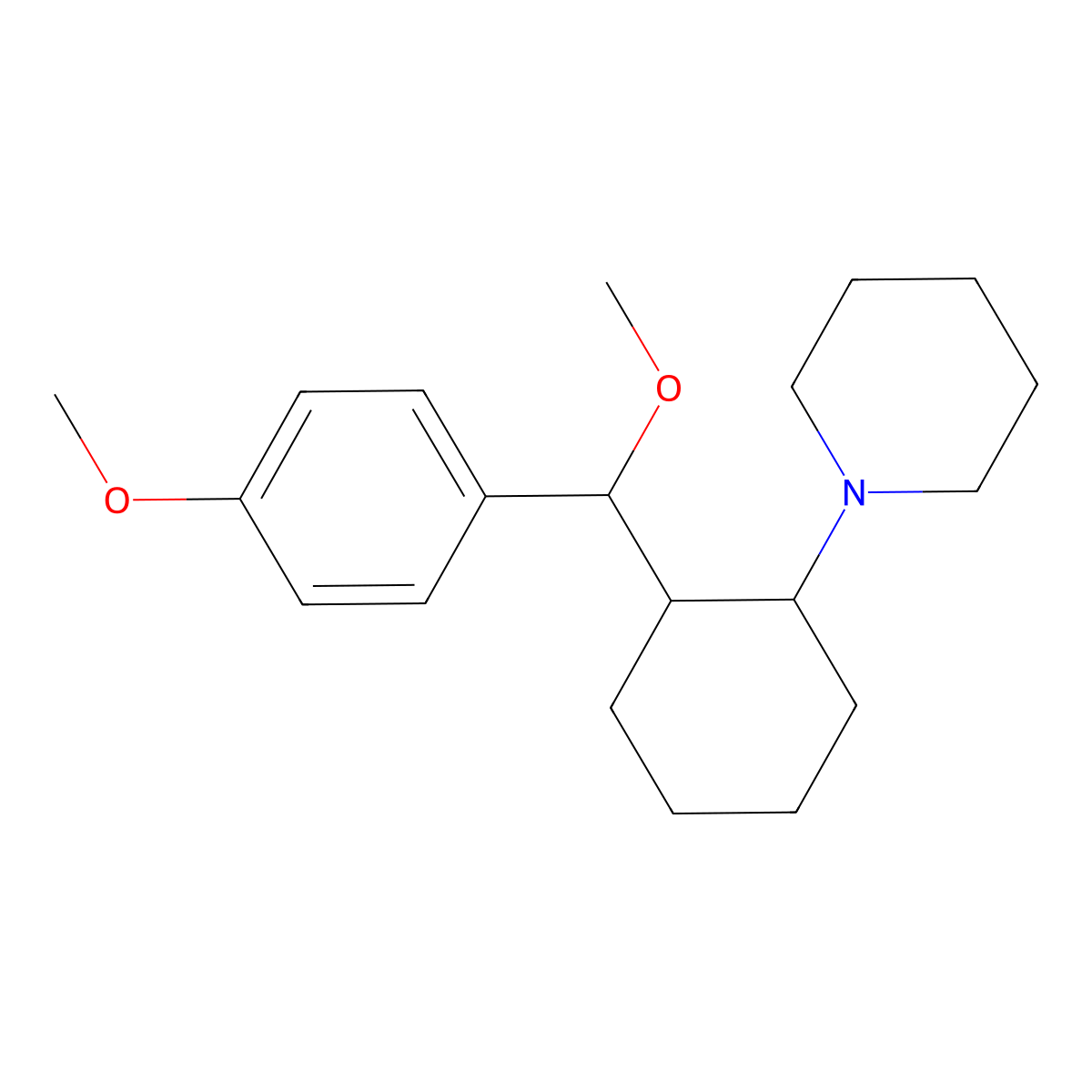 cis-erythro-1-(2-(p,alpha-Dimethoxybenzyl)cyclohexyl)piperidine molecular structure, CAS 18656-06-9