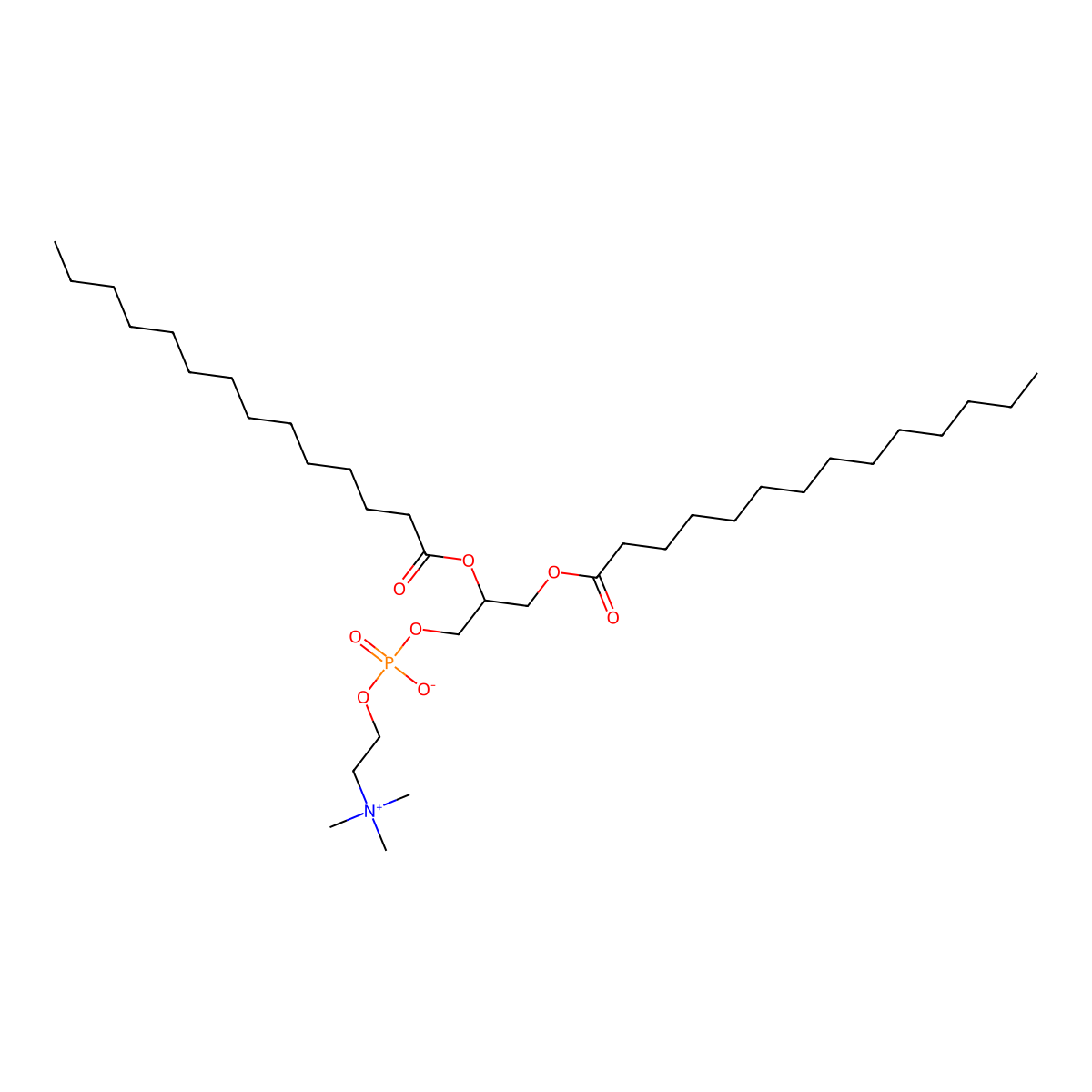 Dimyristoylphosphatidylcholine, DL- molecular structure, CAS 18656-38-7