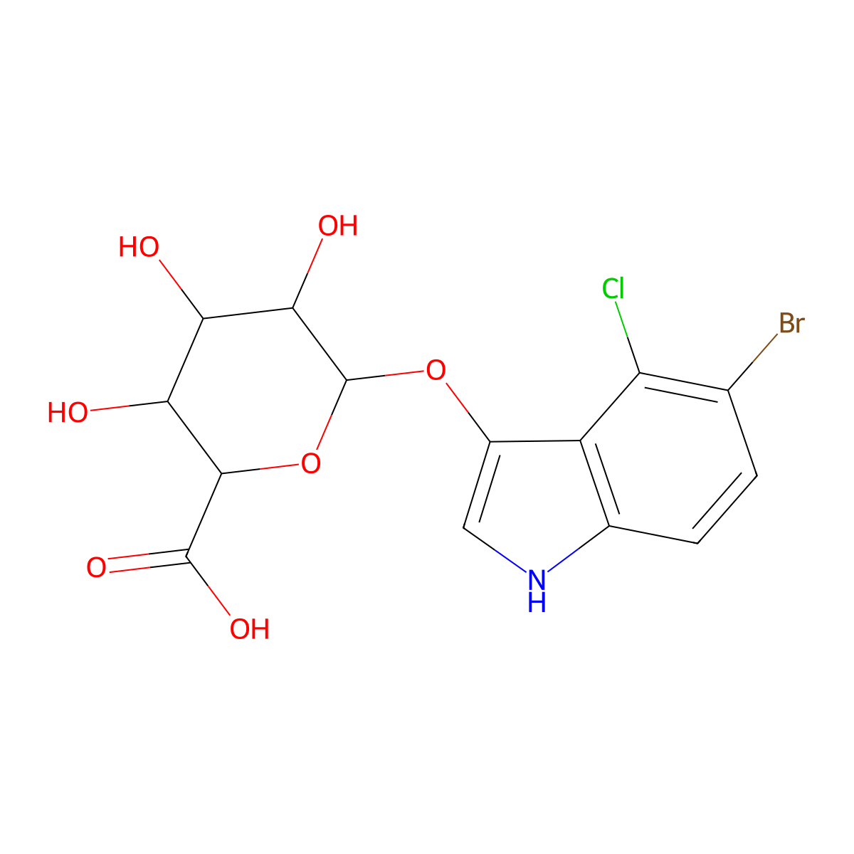 5-Bromo-4-chloro-3-indolyl-beta-D-glucuronide molecular structure, CAS 18656-89-8