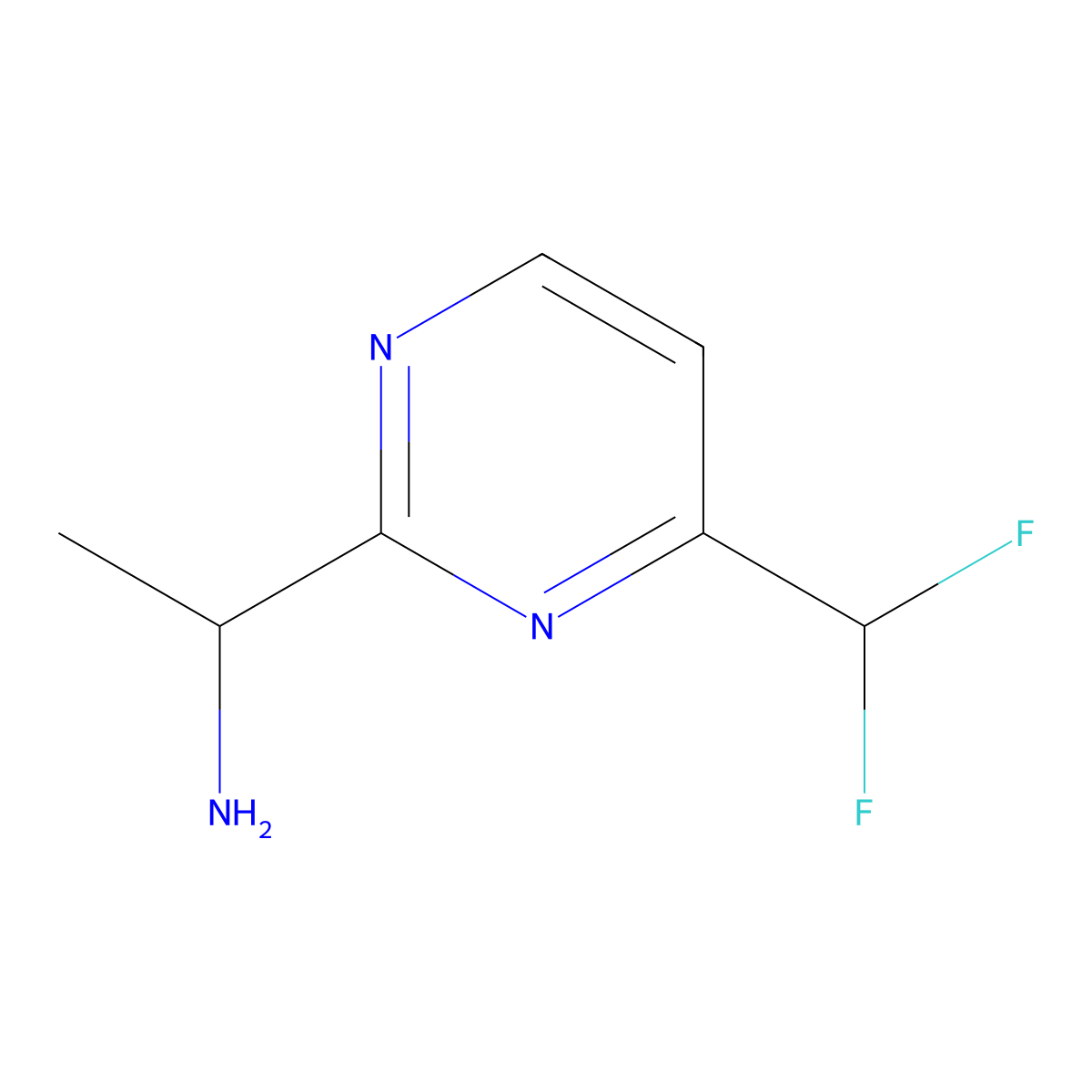1-[4-(Difluoromethyl)pyrimidin-2-yl]ethan-1-amine molecular structure, CAS 1865649-98-4