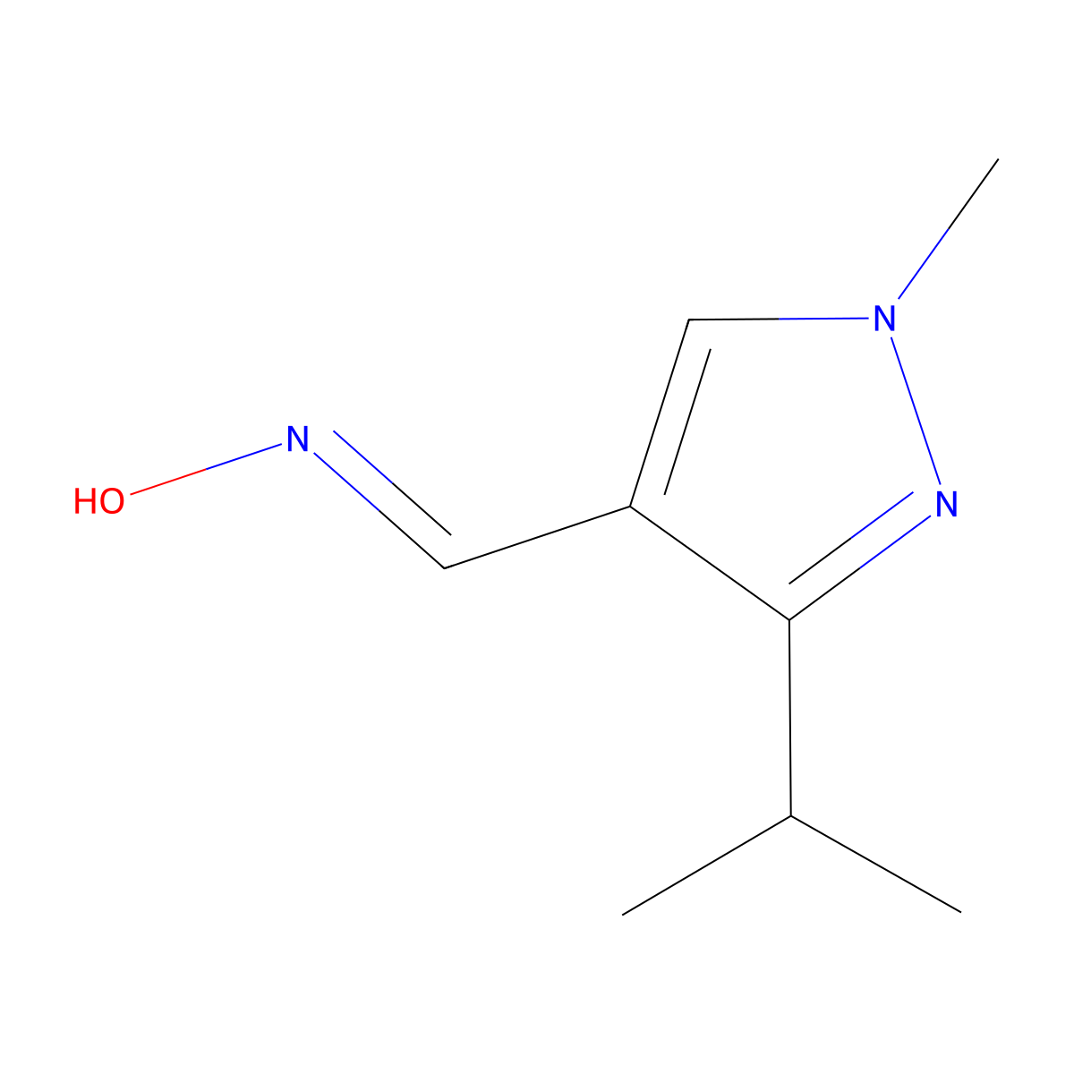 N-{[1-methyl-3-(propan-2-yl)-1H-pyrazol-4-yl]methylidene}hydroxylamine molecular structure, CAS 1865672-06-5