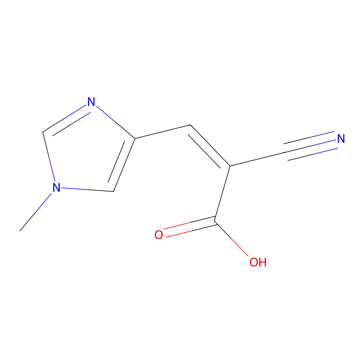 2-Cyano-3-(1-methyl-1H-imidazol-4-yl)acrylic acid molecular structure, CAS 1865773-05-2