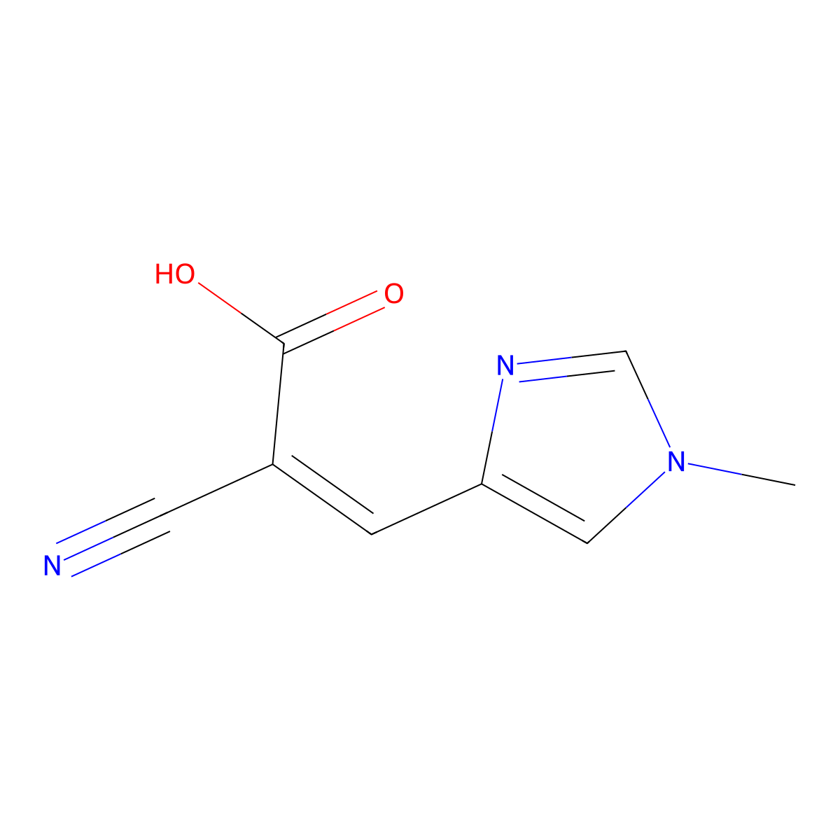 2-Cyano-3-(1-methyl-1H-imidazol-4-yl)acrylic acid molecular structure, CAS 1865773-05-2