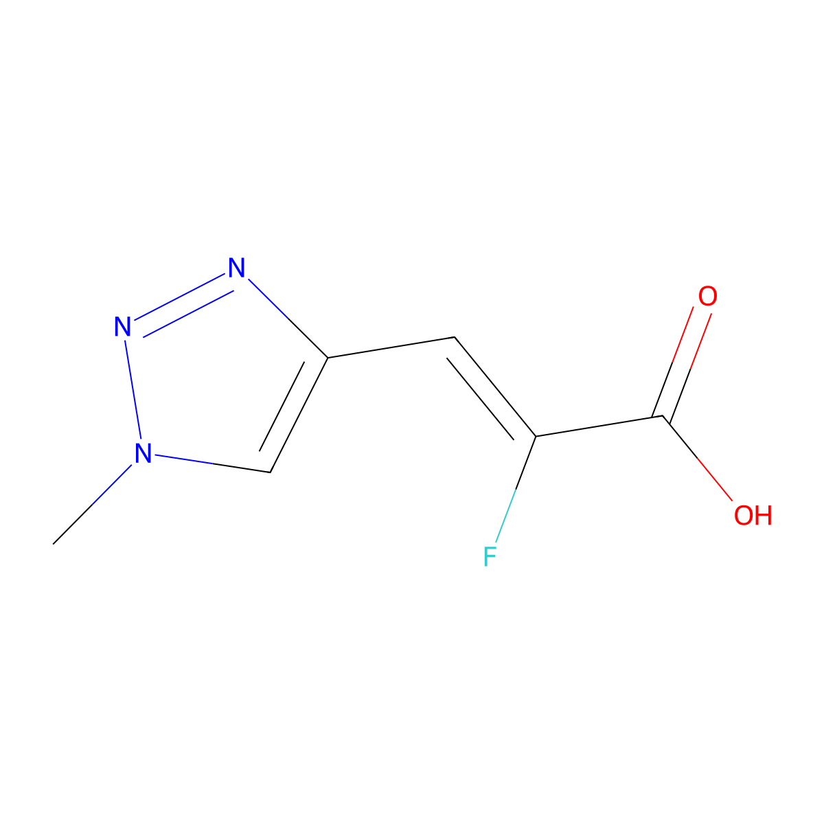 2-fluoro-3-(1-methyl-1H-1,2,3-triazol-4-yl)prop-2-enoic acid molecular structure, CAS 1865803-17-3