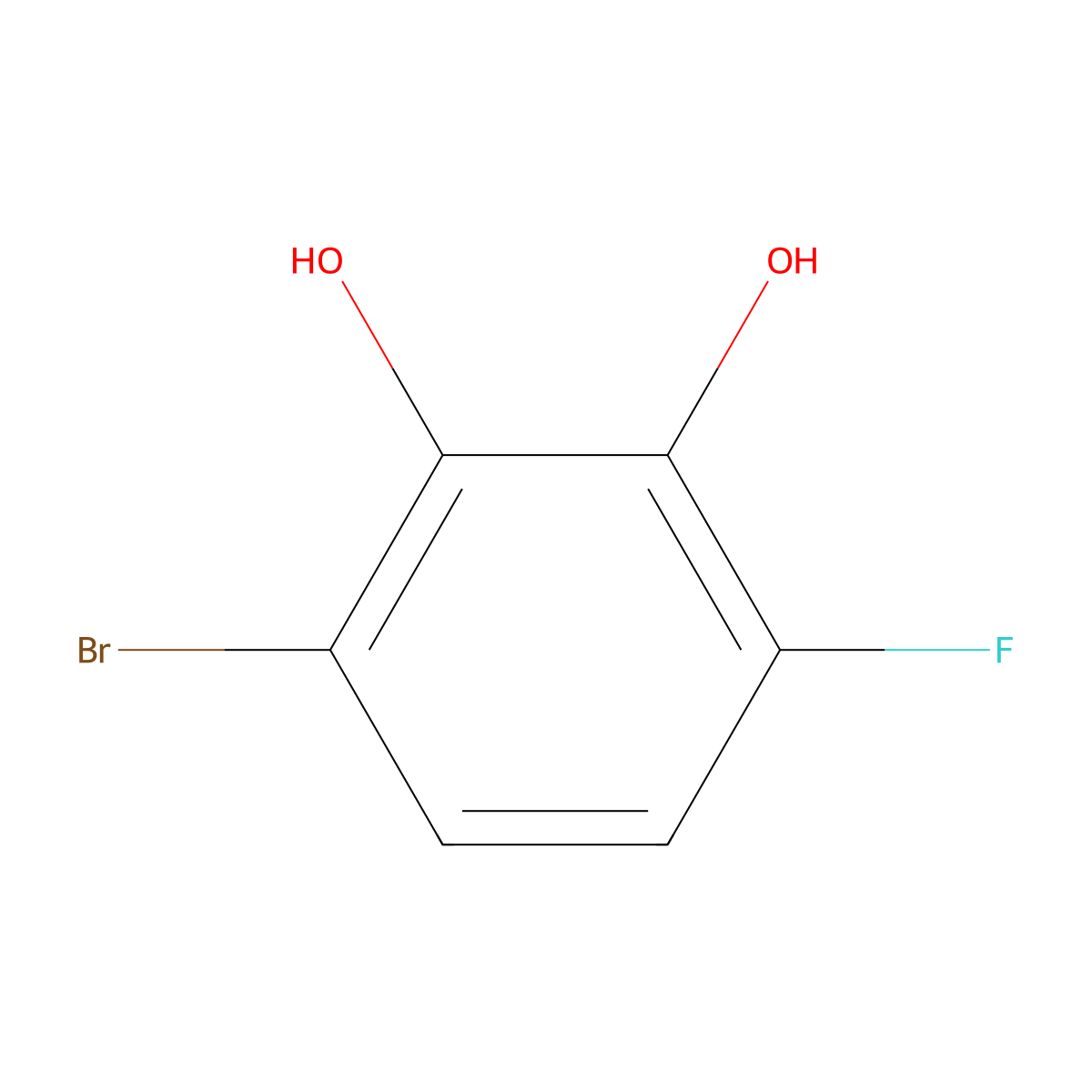 3-Bromo-6-fluorobenzene-1,2-diol molecular structure, CAS 186589-83-3