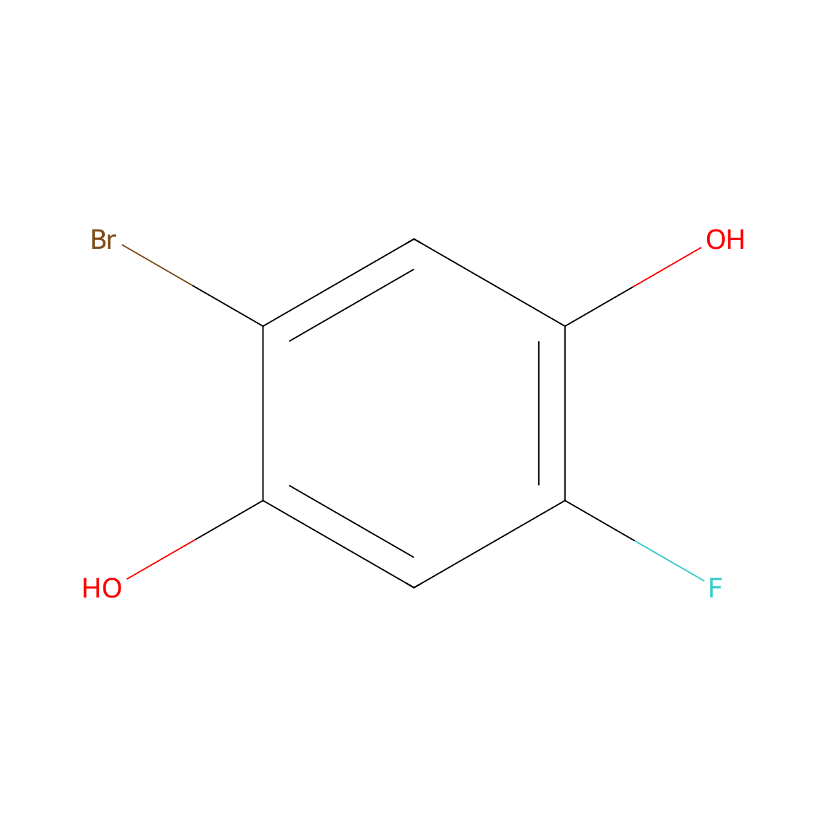 2-Bromo-5-fluorobenzene-1,4-diol molecular structure, CAS 186589-86-6