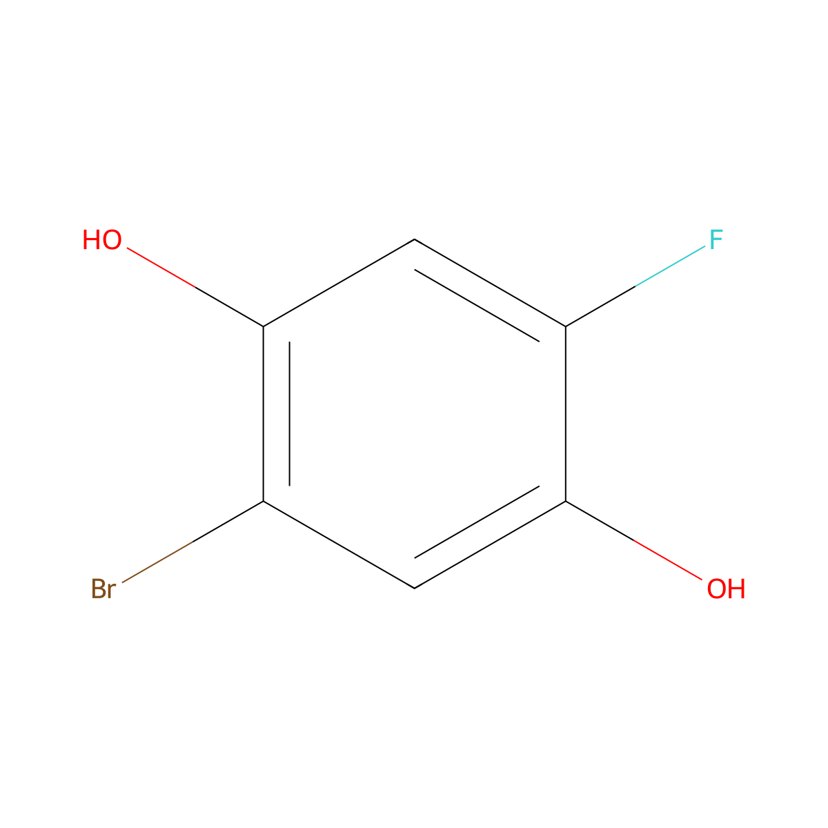 2-Bromo-5-fluorobenzene-1,4-diol molecular structure, CAS 186589-86-6