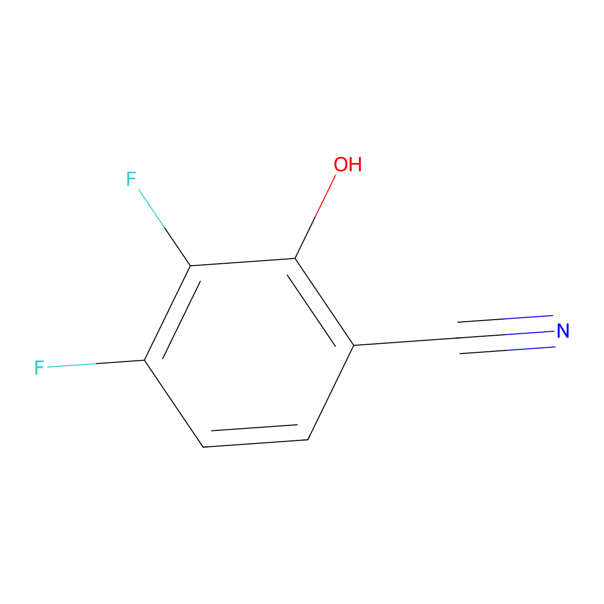3,4-Difluoro-2-hydroxybenzonitrile molecular structure, CAS 186590-34-1