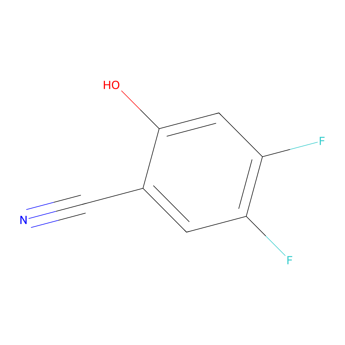 4,5-Difluoro-2-hydroxybenzonitrile molecular structure, CAS 186590-36-3